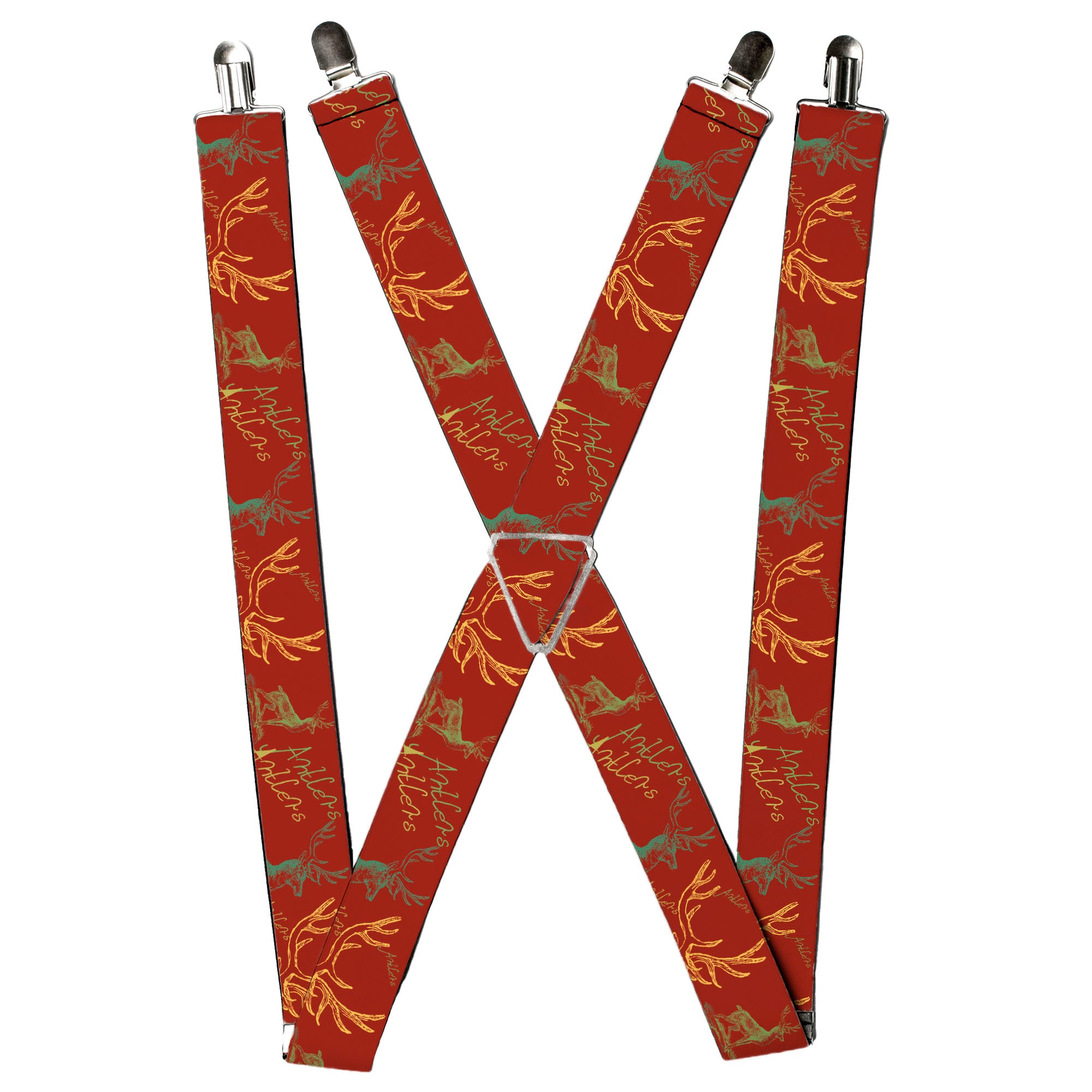Suspenders - Antlers Brown/Turquoise/Gold Suspenders Buckle-Down