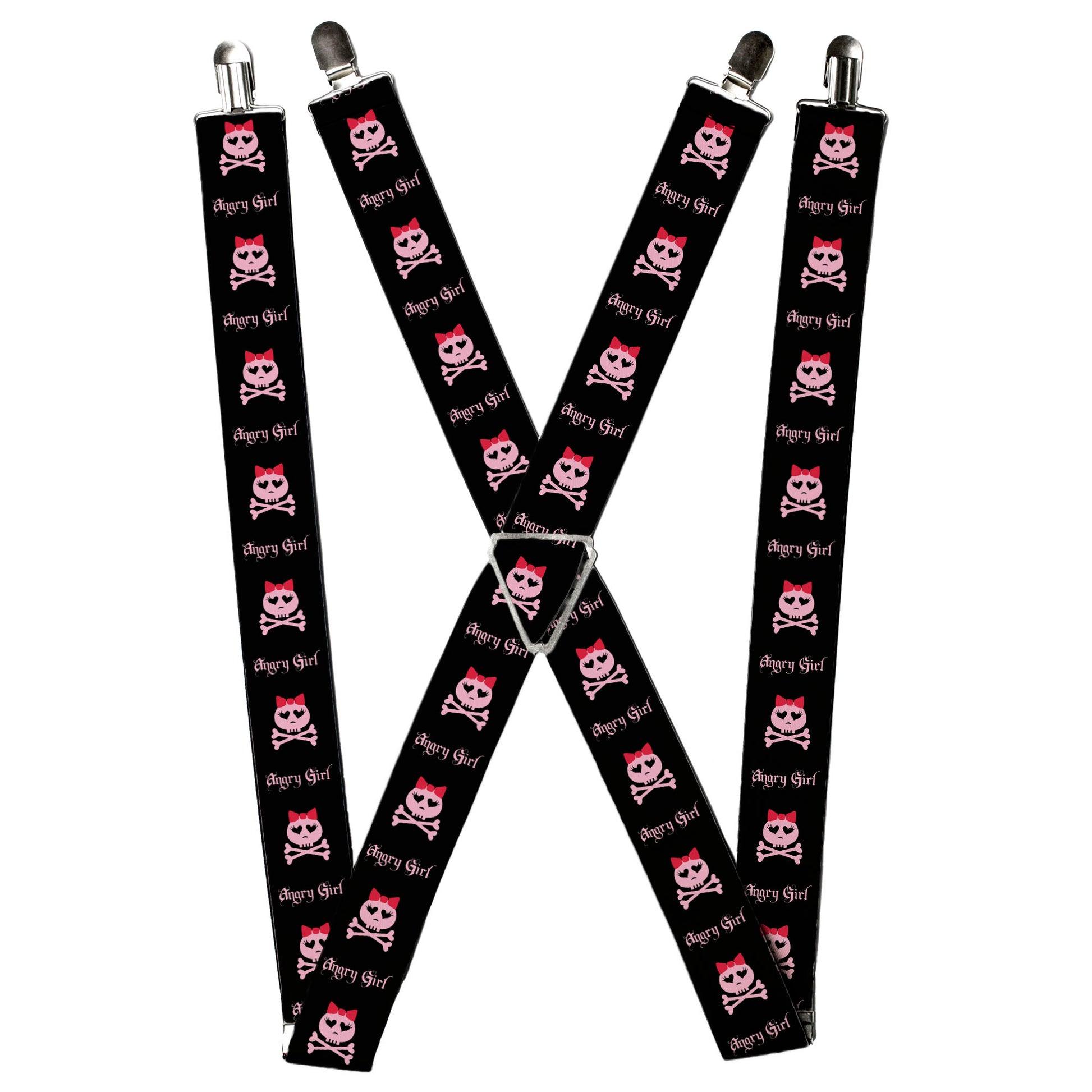 Suspenders - Angry Girl Black/Pink Suspenders Buckle-Down