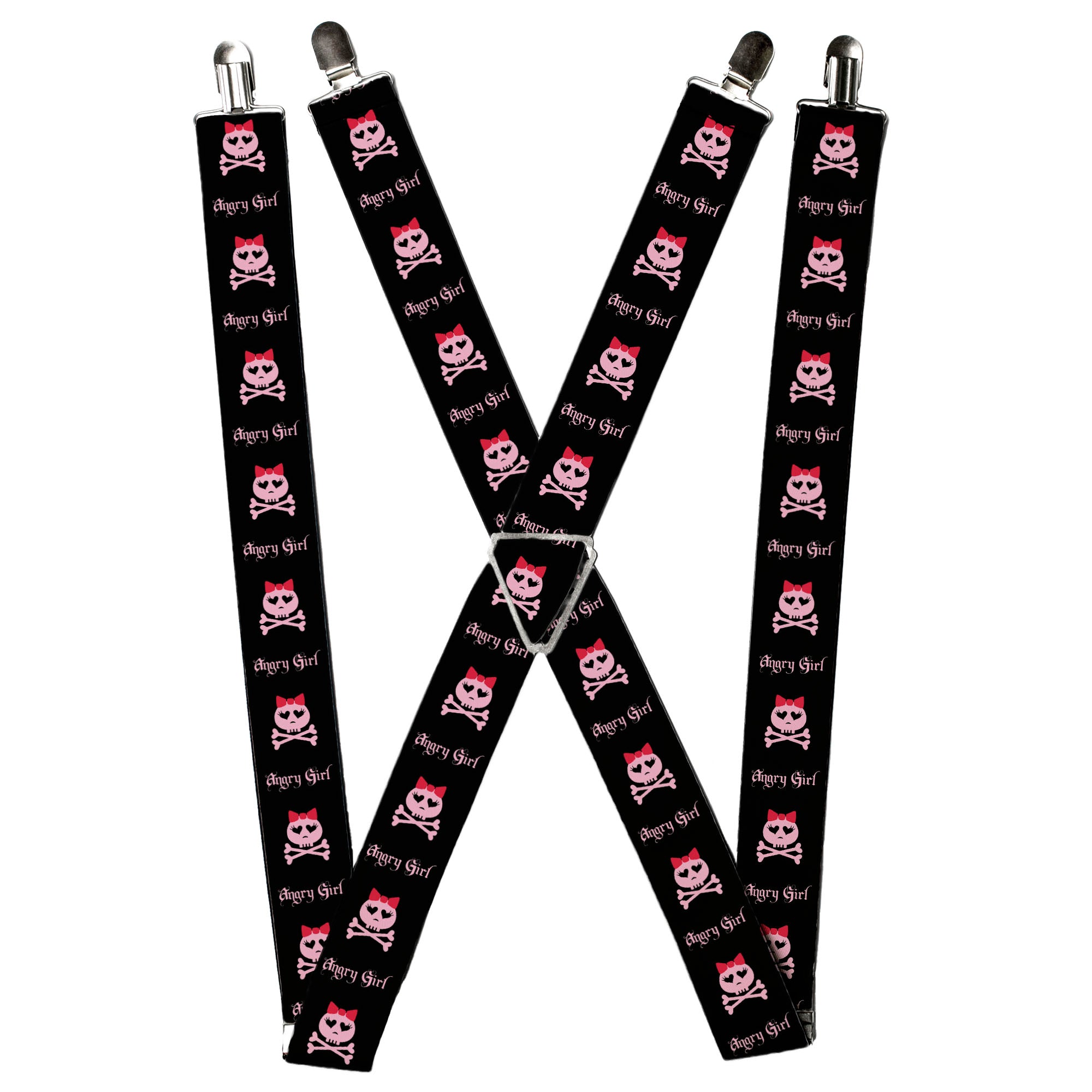 Suspenders - Angry Girl Black/Pink Suspenders Buckle-Down
