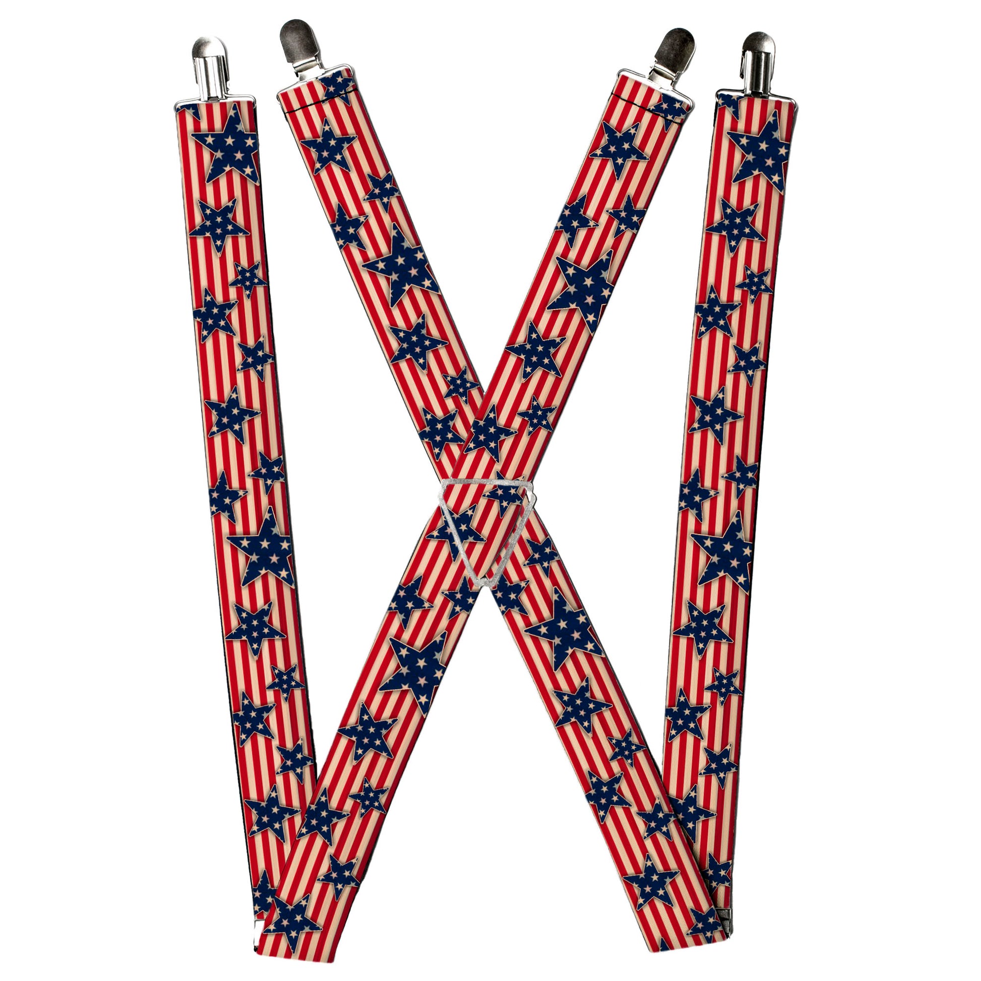 Suspenders - Americana Stars & Stripes Red/White/Blue/White Suspenders Buckle-Down