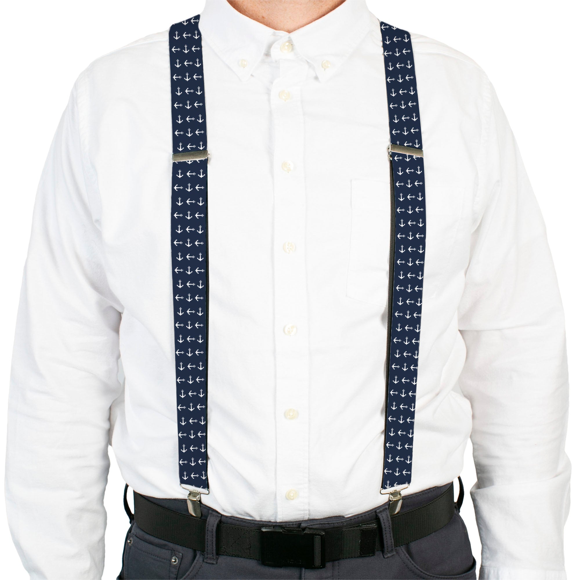 Suspenders - 1.5" - Anchors Navy/White Suspenders Buckle-Down