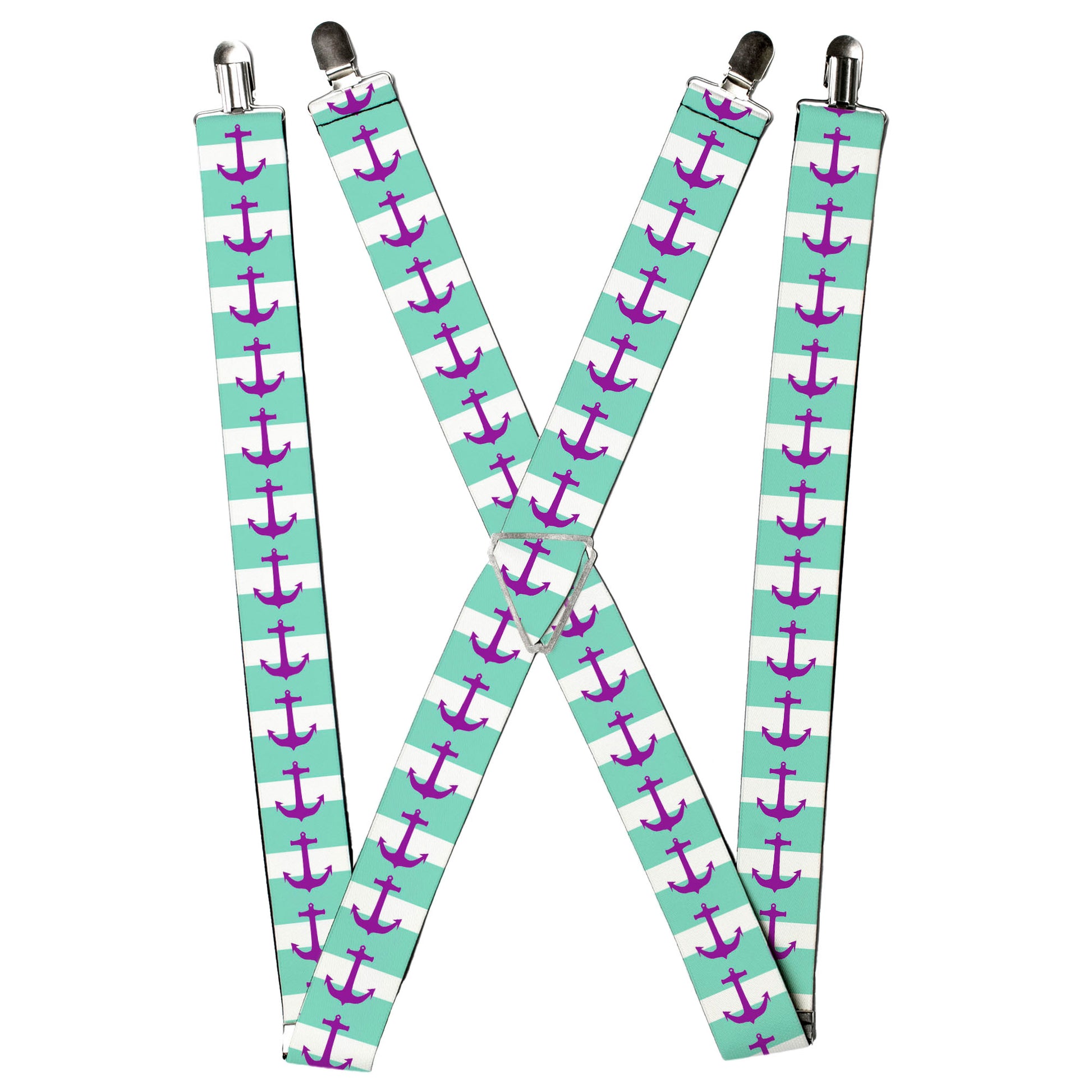 Suspenders - Anchor/Stripe Teal/White/Purple Suspenders Buckle-Down