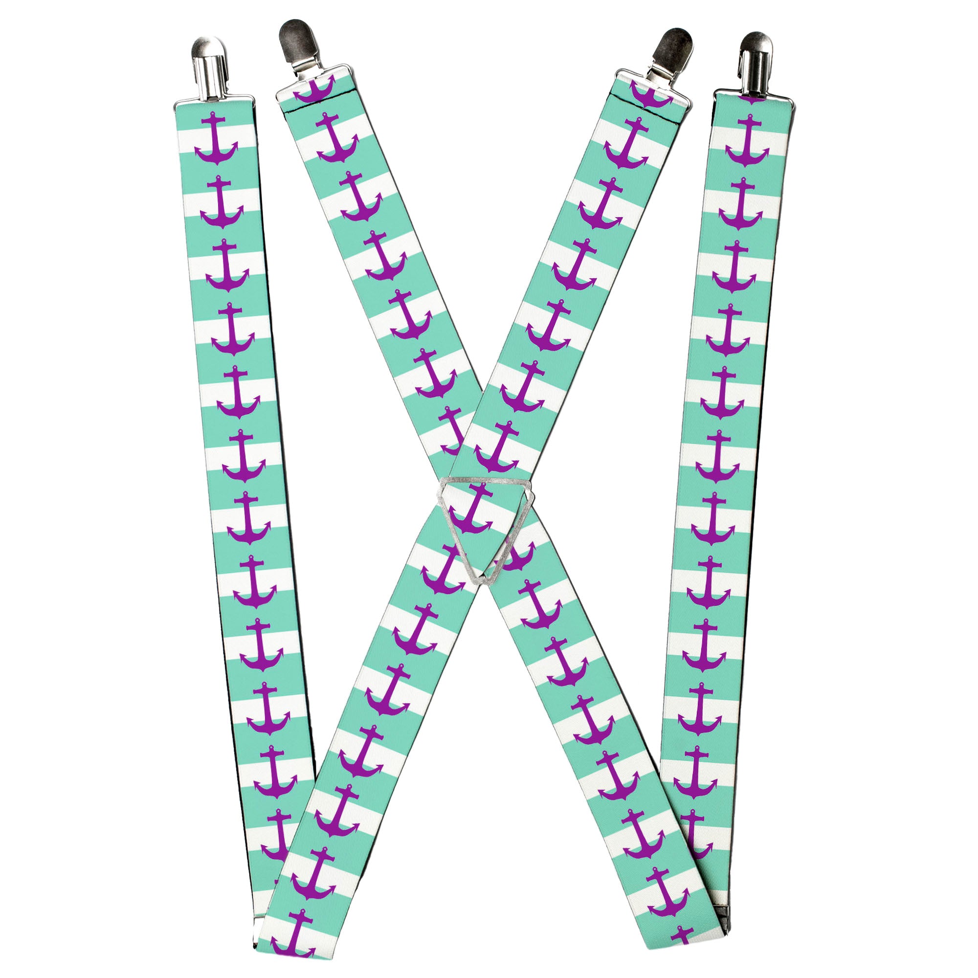 Suspenders - Anchor/Stripe Teal/White/Purple Suspenders Buckle-Down