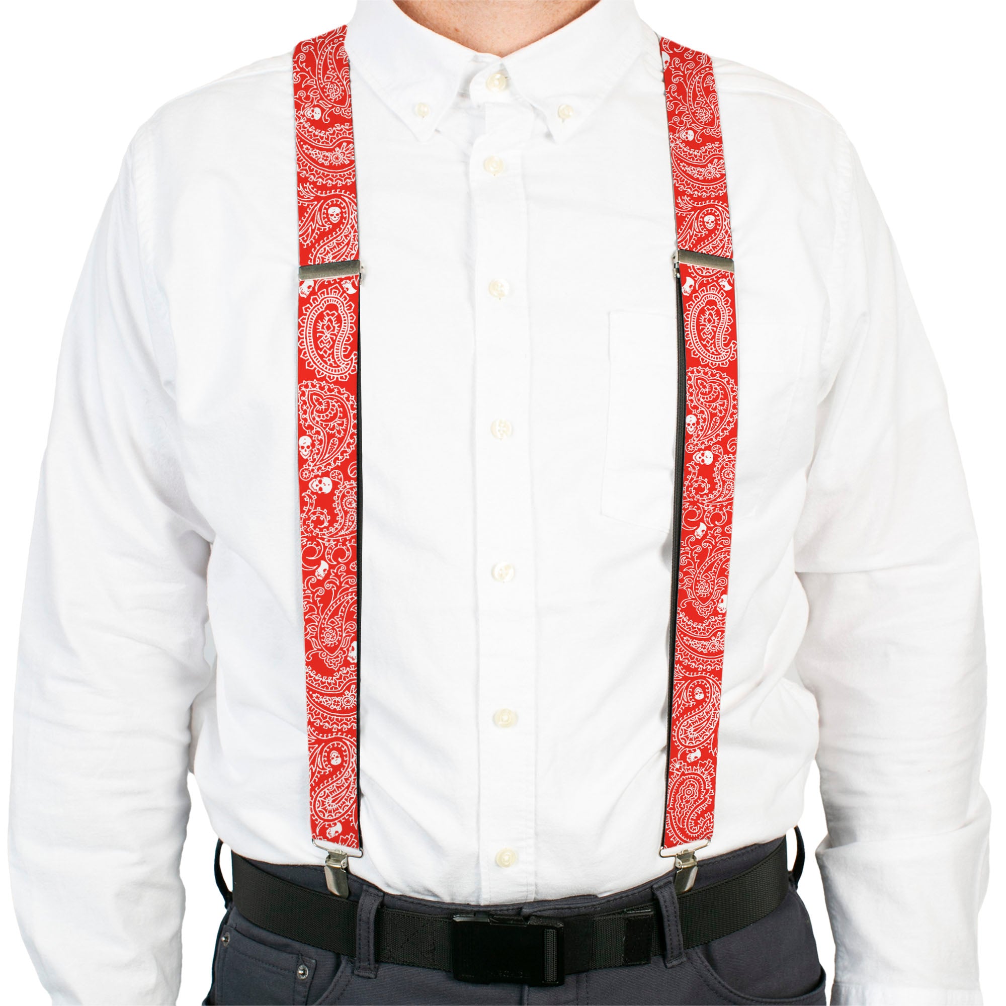 Suspenders - Bandana/Skulls Red/White Suspenders Buckle-Down