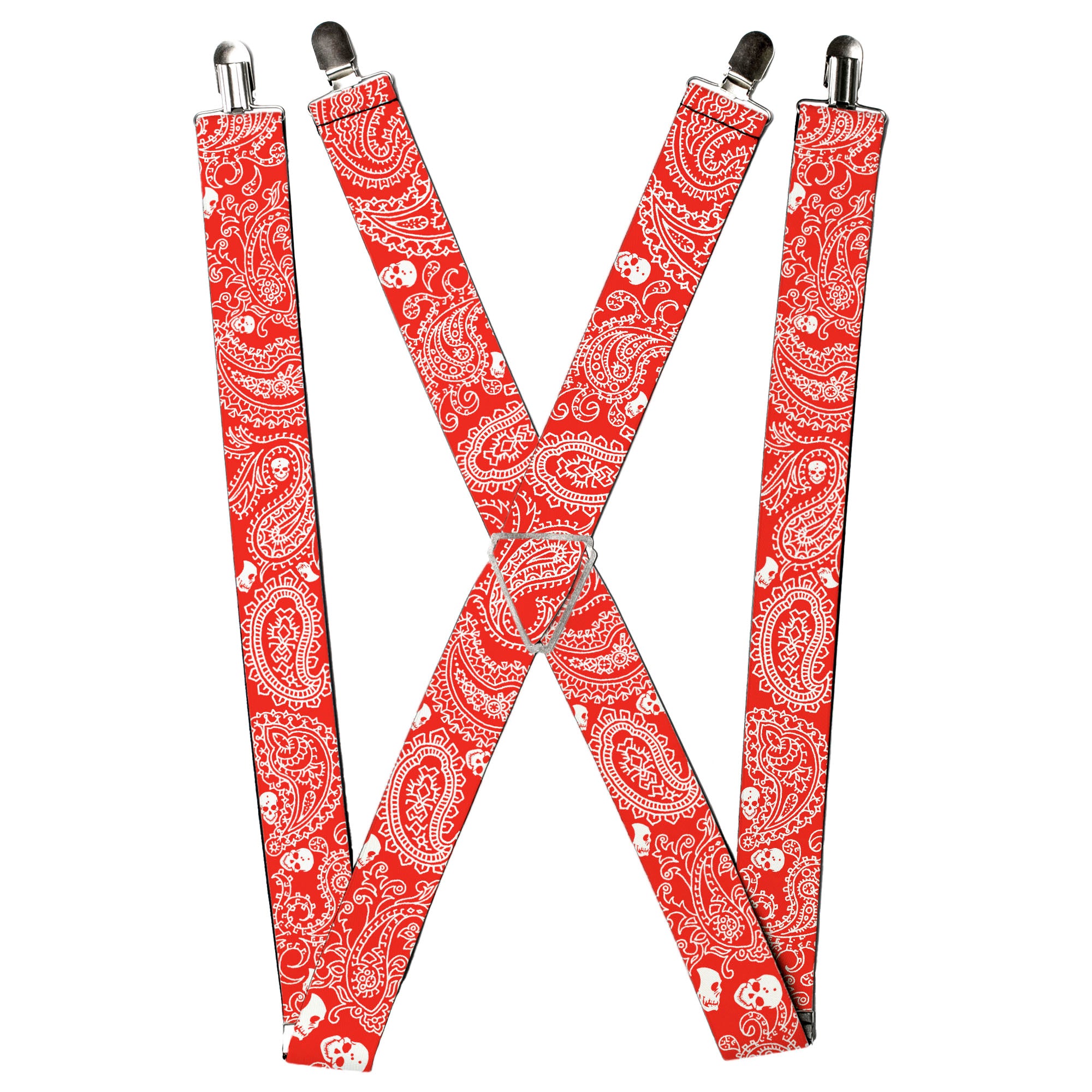 Suspenders - Bandana/Skulls Red/White Suspenders Buckle-Down