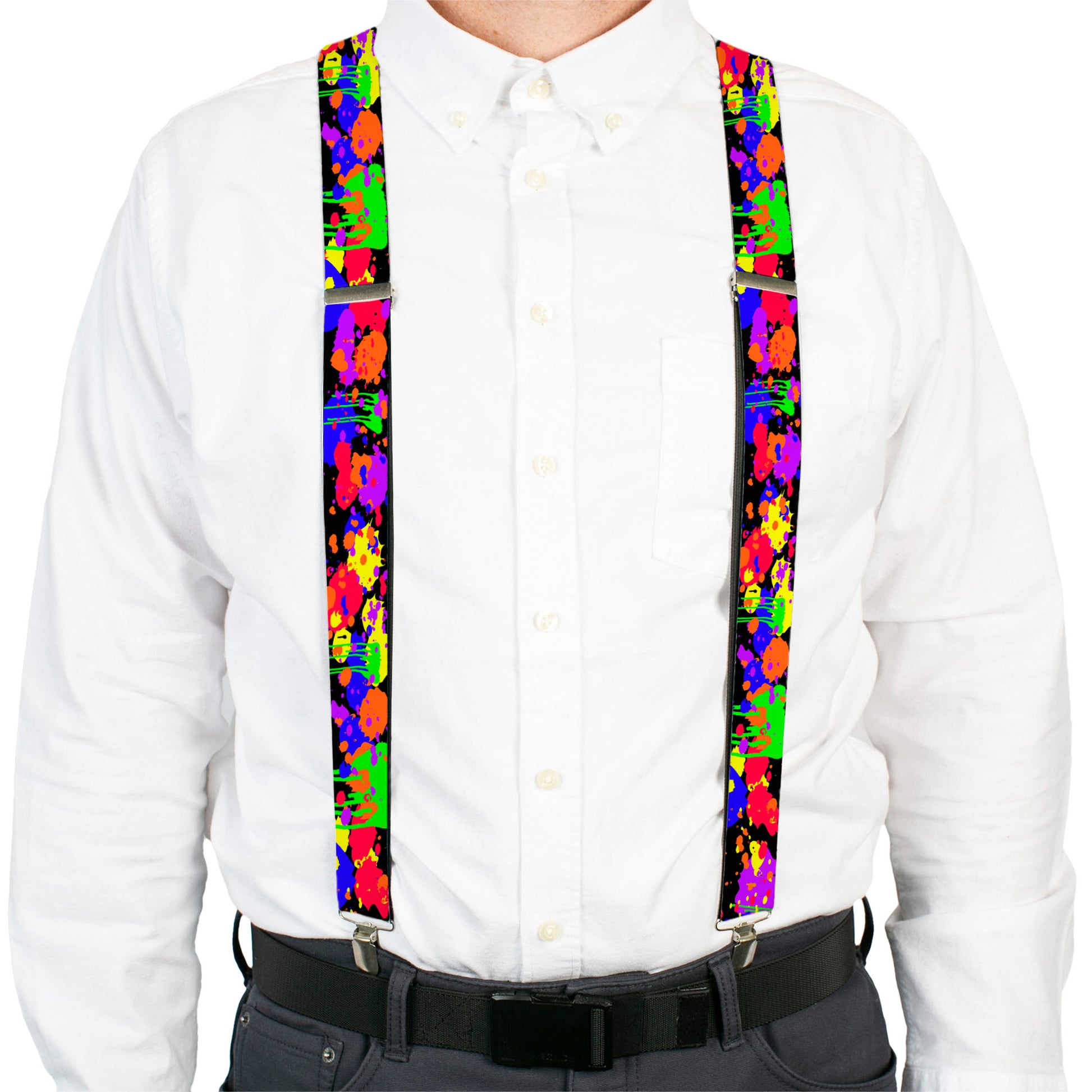 Suspenders - Buckle-Down Paint Splatter Black/Neon Suspenders Buckle-Down