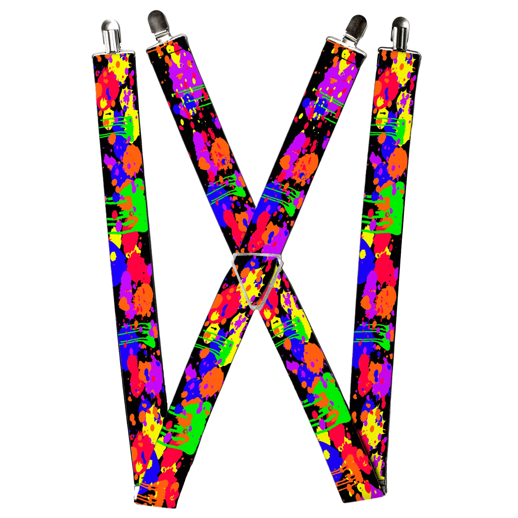 Suspenders - Buckle-Down Paint Splatter Black/Neon Suspenders Buckle-Down