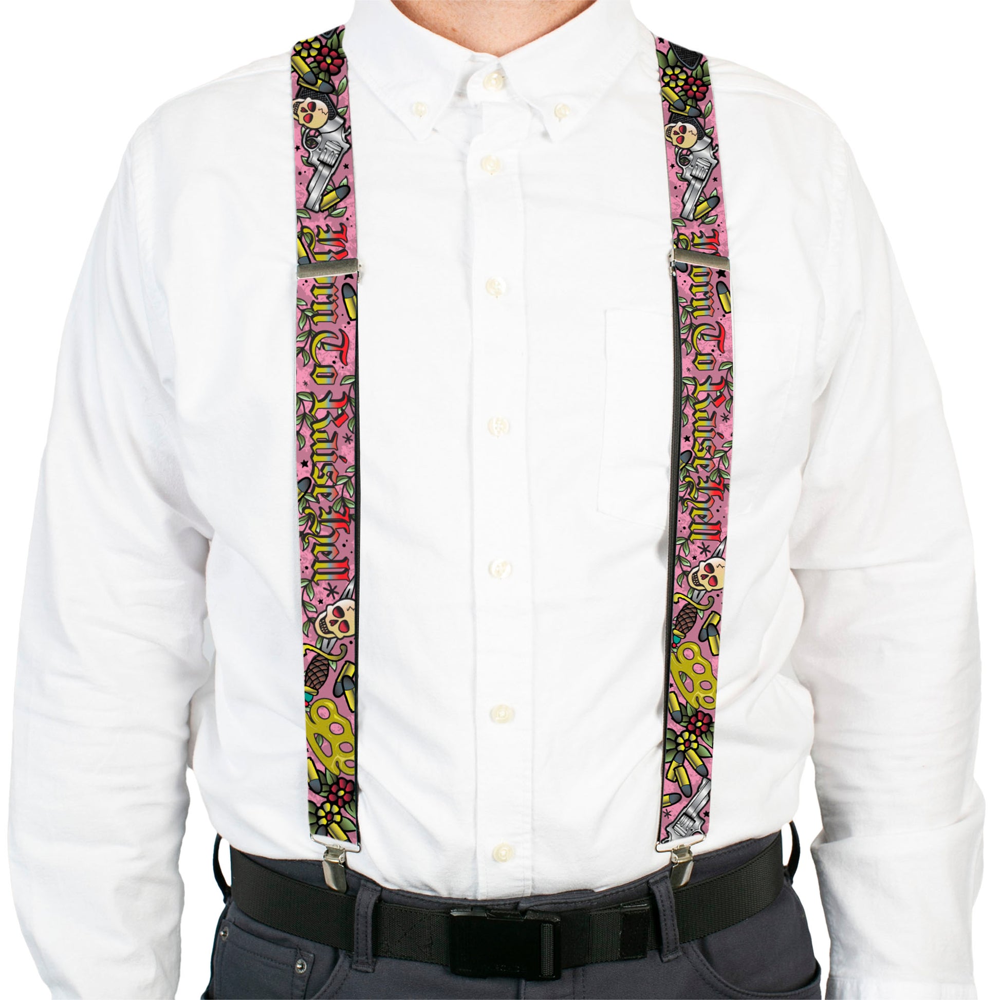 Suspenders - Born to Raise Hell Pink Suspenders Buckle-Down