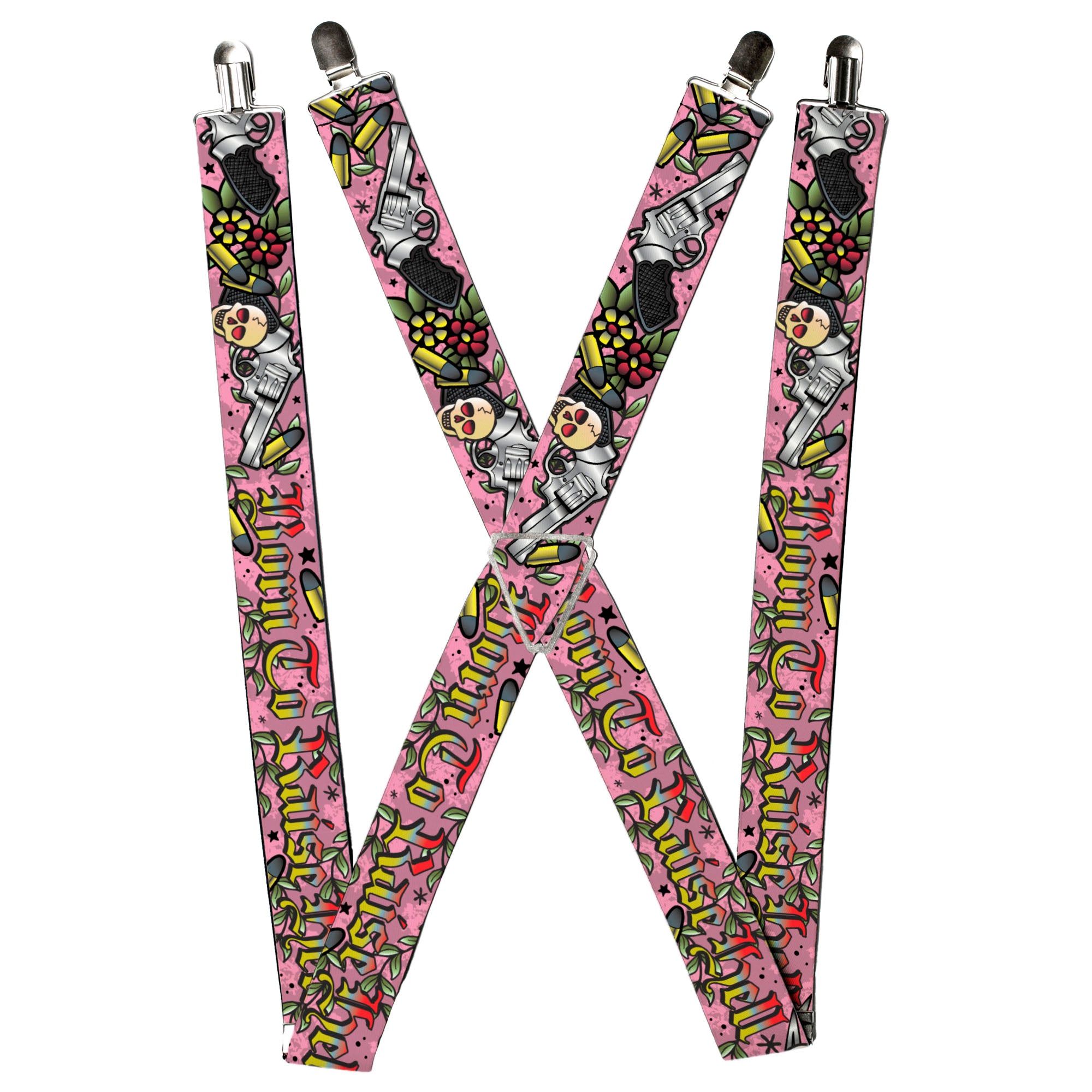 Suspenders - Born to Raise Hell Pink Suspenders Buckle-Down