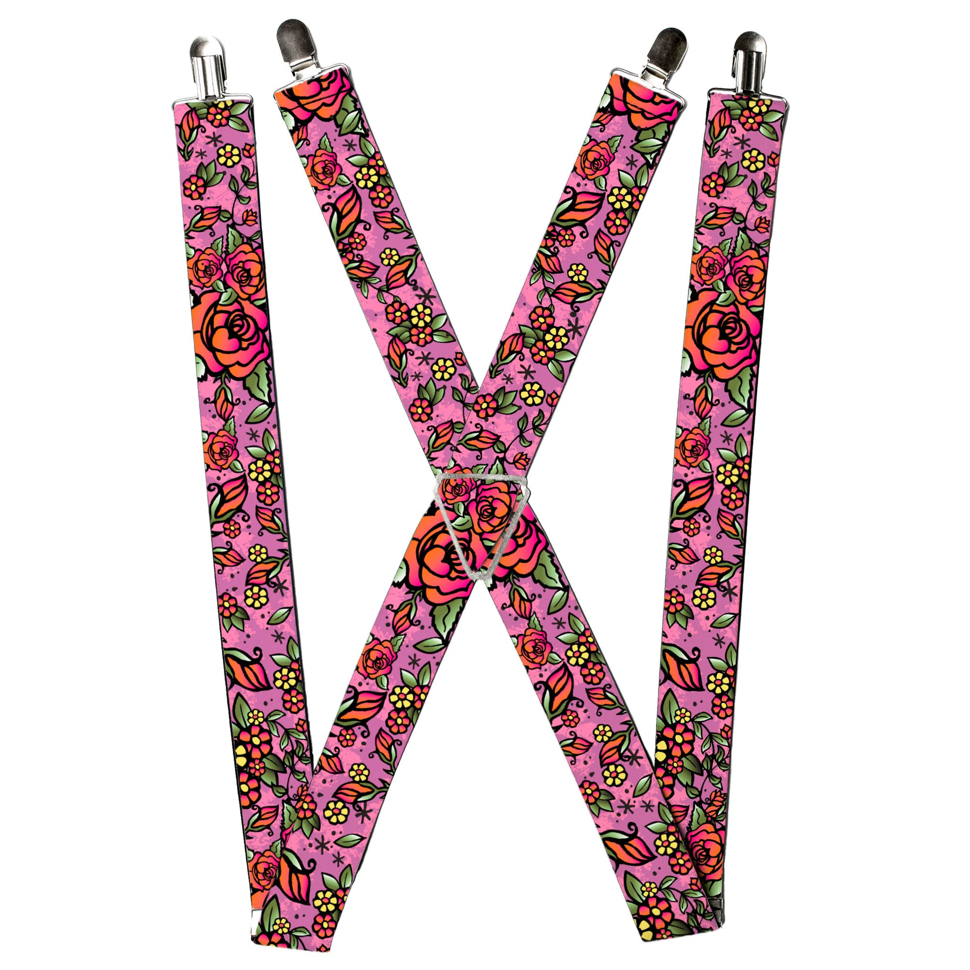Suspenders - Born to Blossom CLOSE-UP Pink Suspenders Buckle-Down