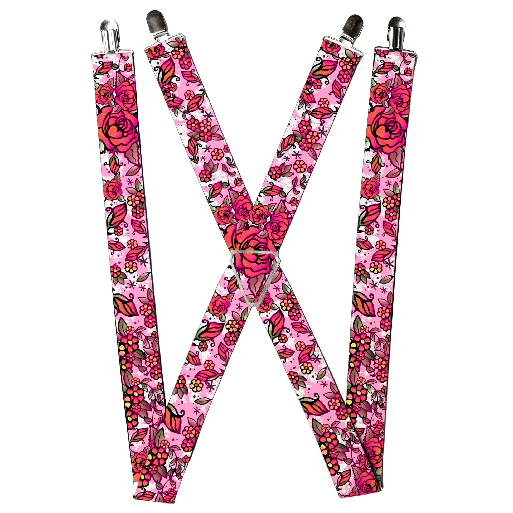 Suspenders - Born to Blossom CLOSE-UP White Suspenders Buckle-Down