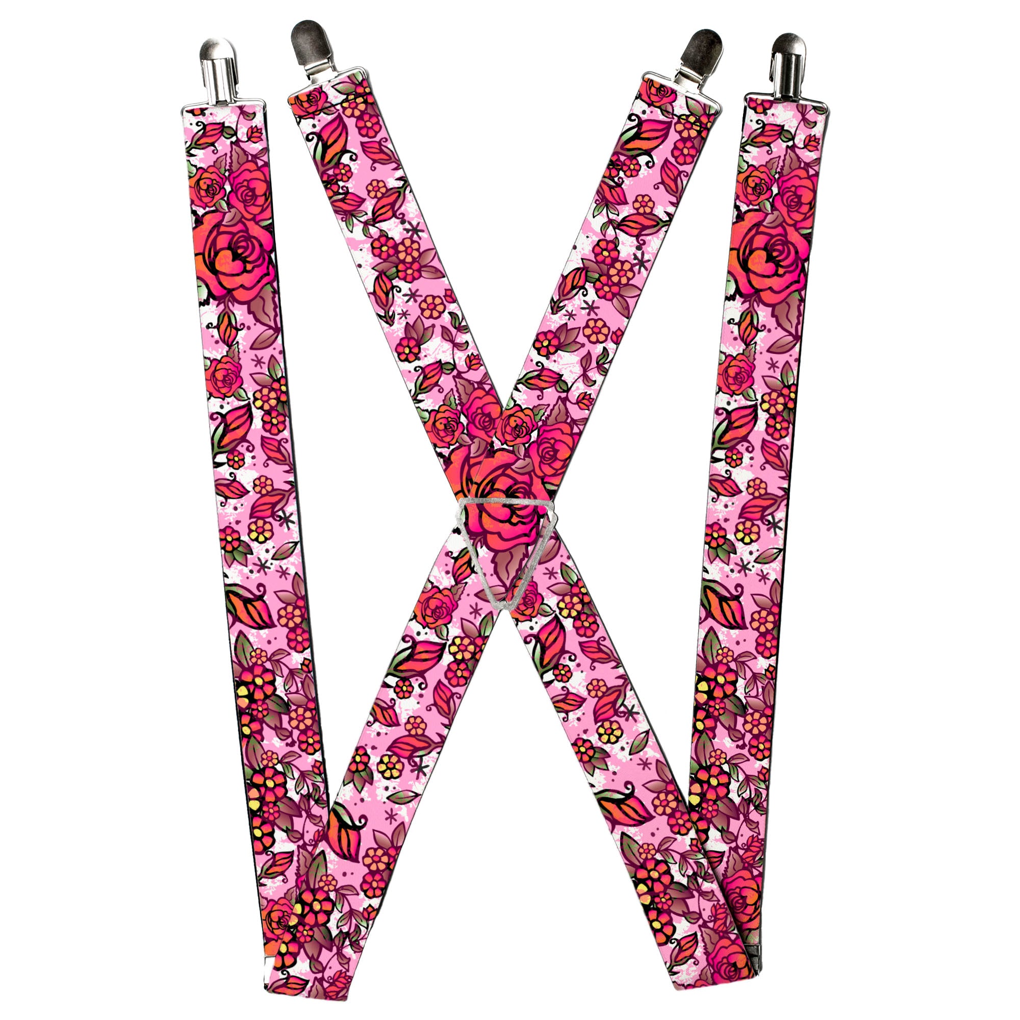 Suspenders - Born to Blossom CLOSE-UP White Suspenders Buckle-Down