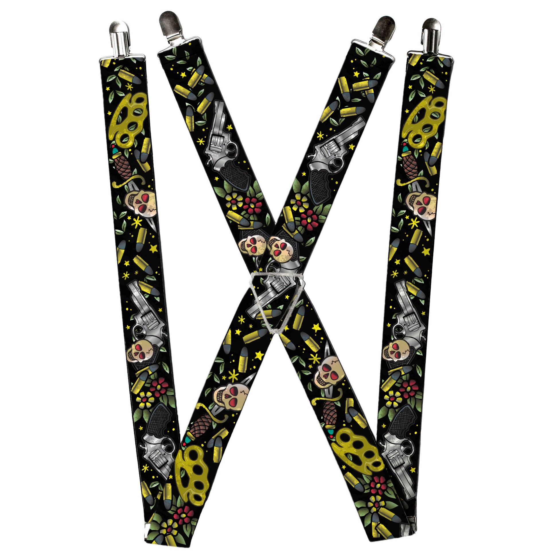Suspenders - Born to Raise Hell CLOSE-UP Black Suspenders Buckle-Down