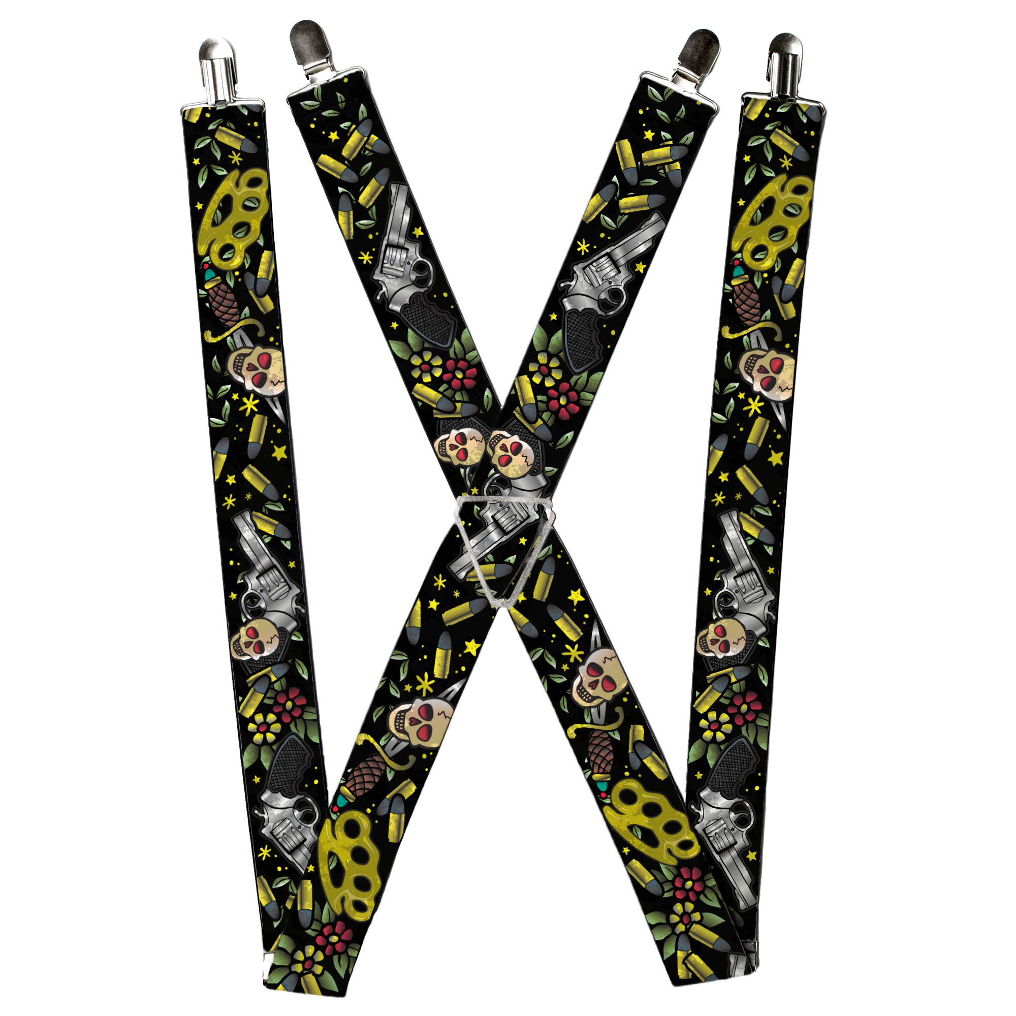 Suspenders - Born to Raise Hell CLOSE-UP Black Suspenders Buckle-Down