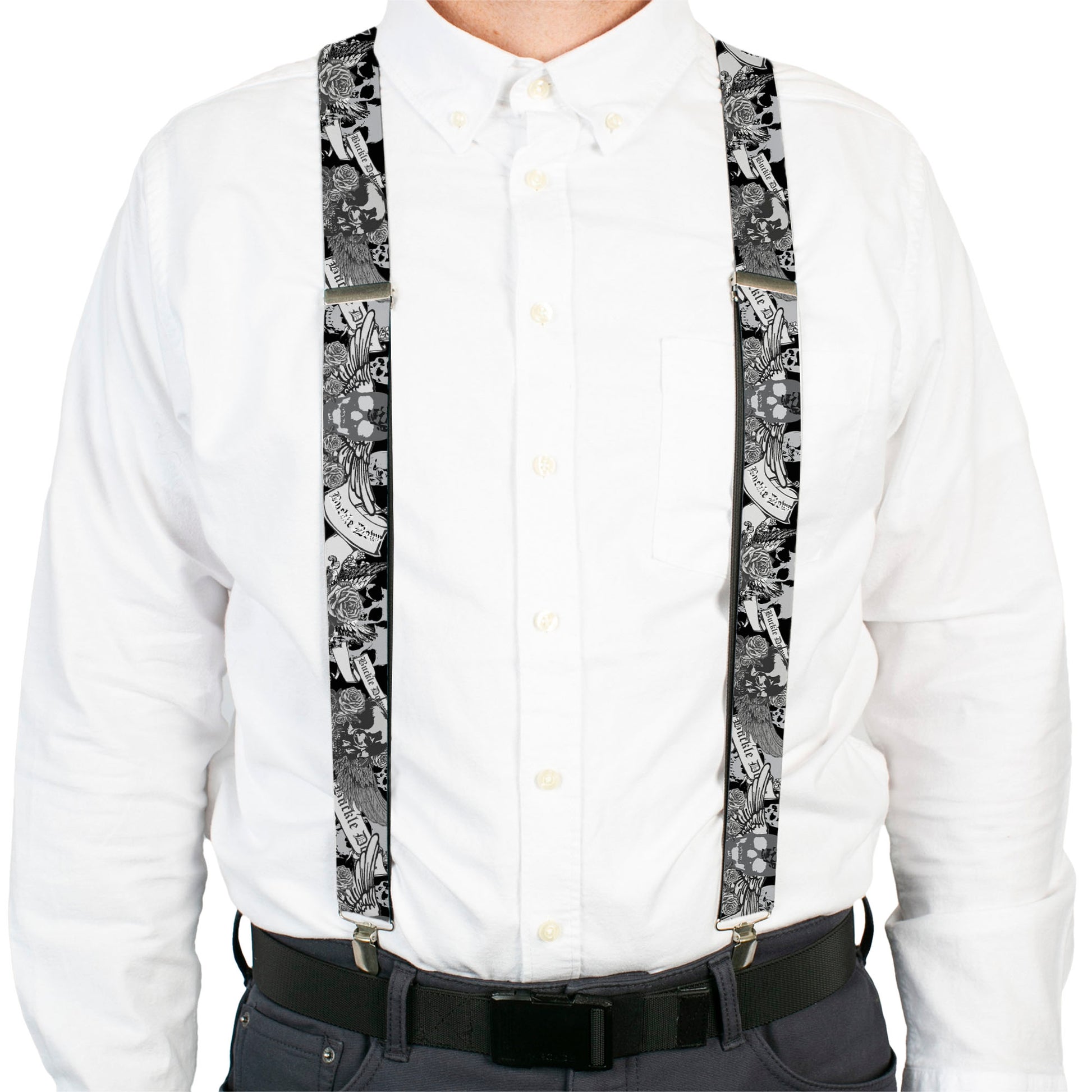 Suspenders - Buckle-Down Skull w/Roses Suspenders Buckle-Down