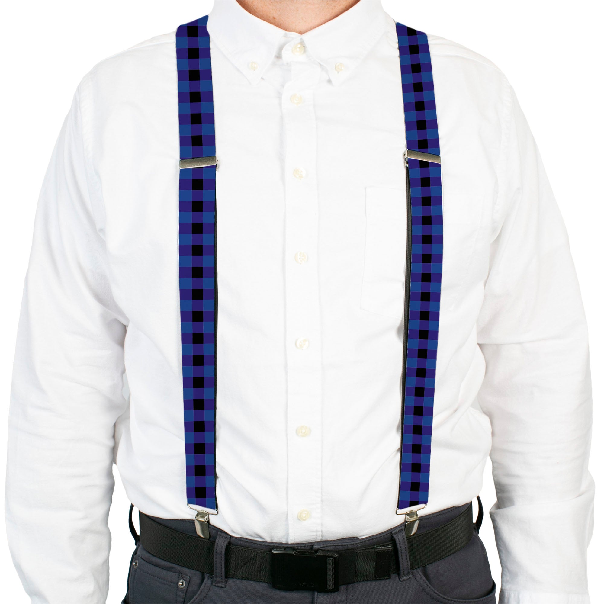 Suspenders - Buffalo Plaid Black/Blue Suspenders Buckle-Down