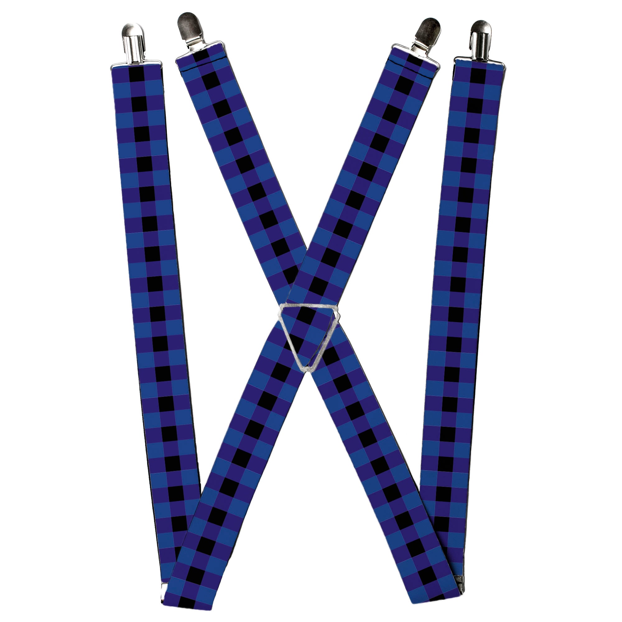 Suspenders - Buffalo Plaid Black/Blue Suspenders Buckle-Down