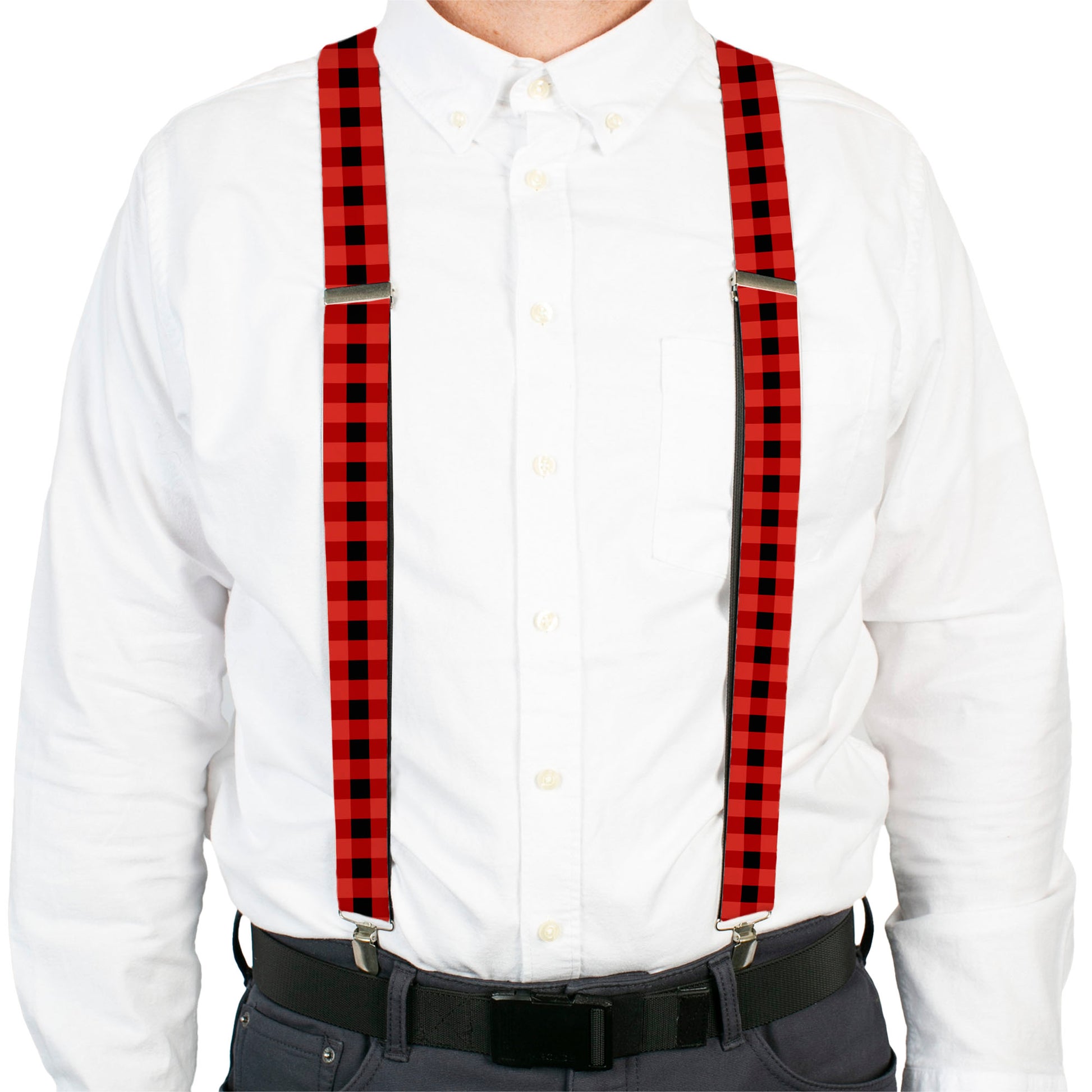 Suspenders - Buffalo Plaid Black/Red Suspenders Buckle-Down