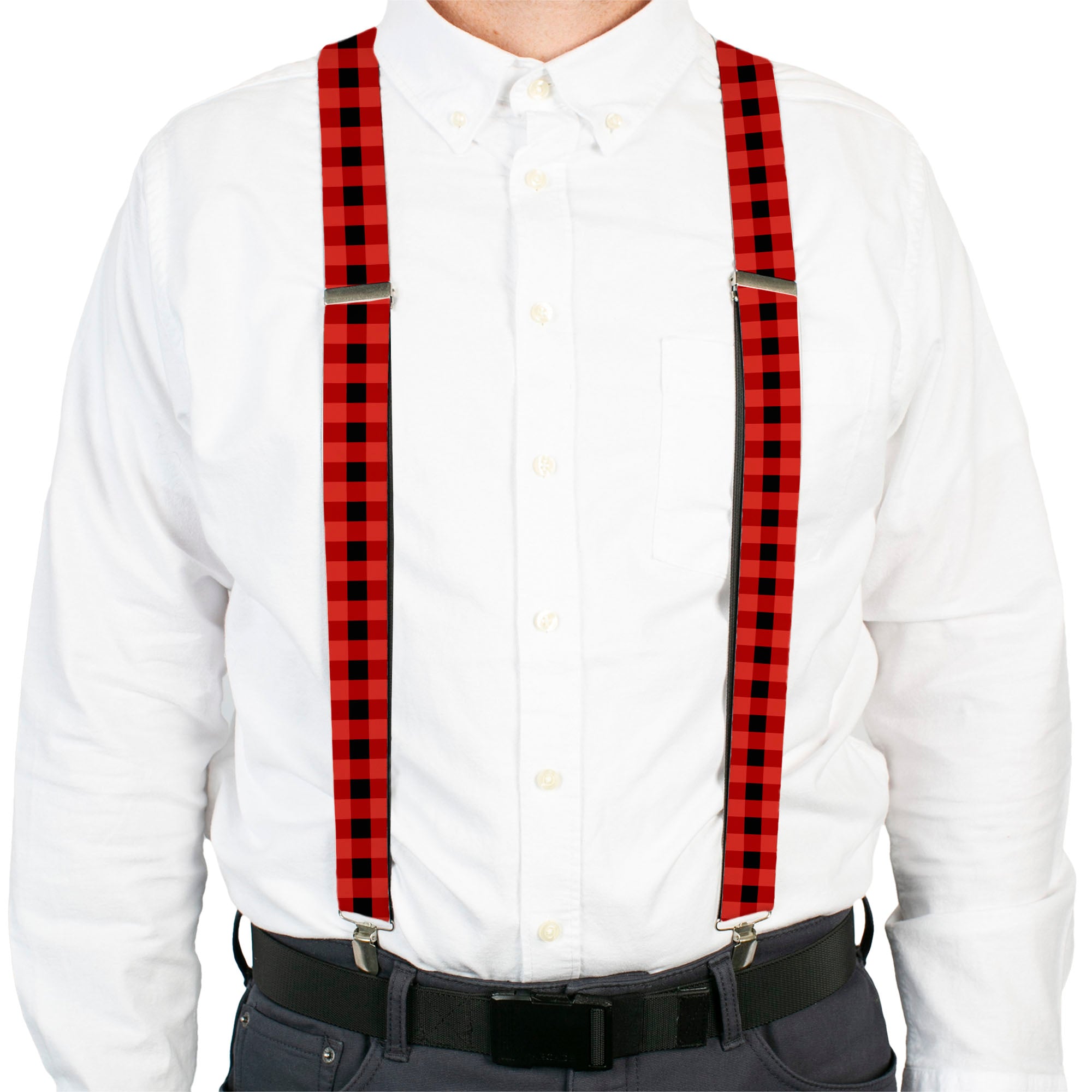 Suspenders - Buffalo Plaid Black/Red Suspenders Buckle-Down