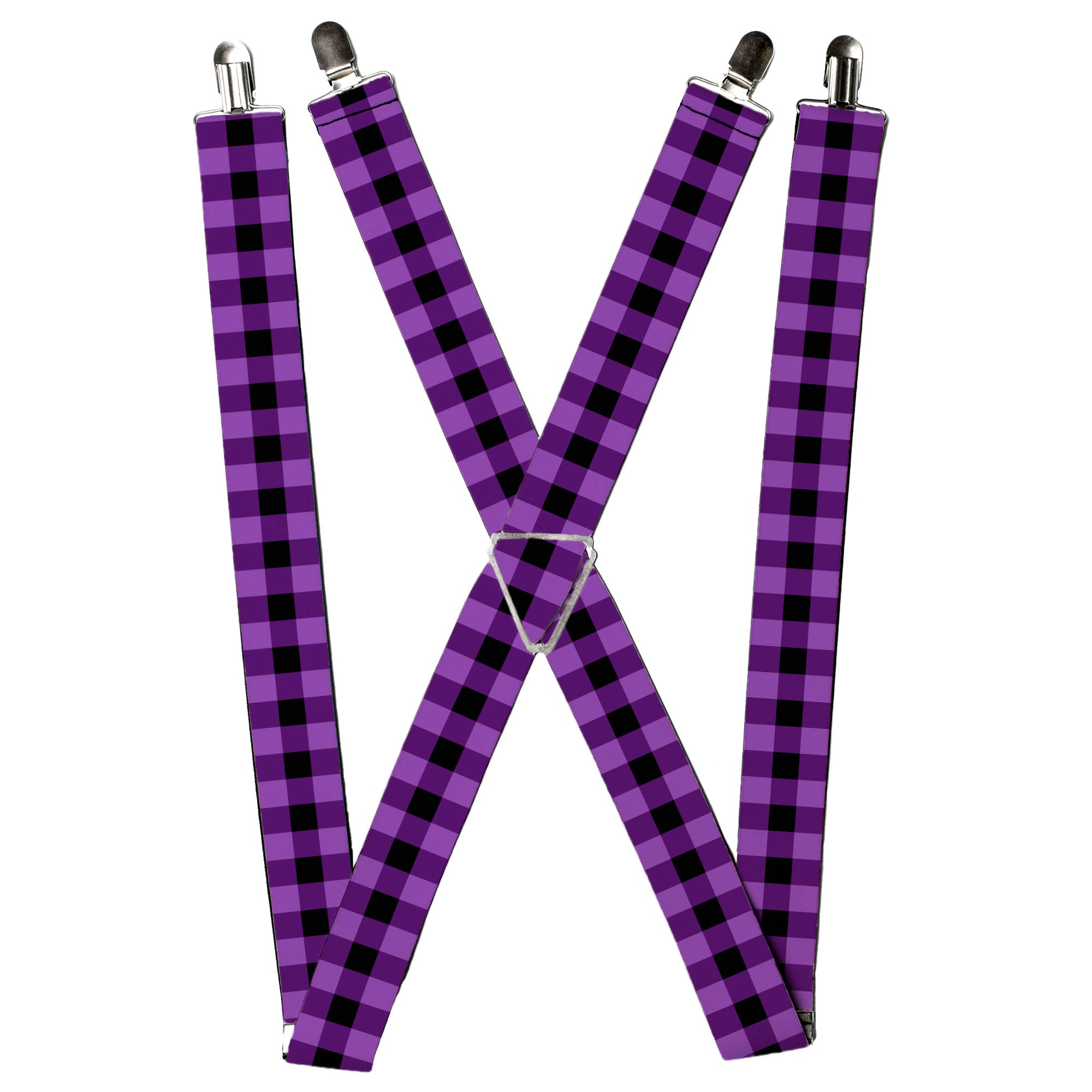 Suspenders - Buffalo Plaid Black/Purple Suspenders Buckle-Down