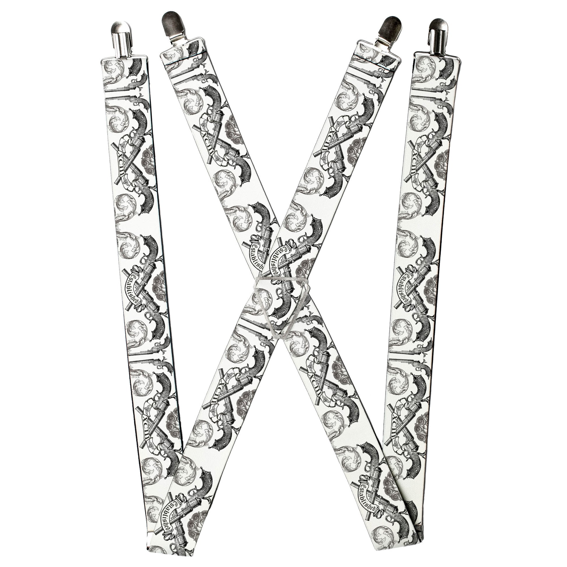 Suspenders - Buckle-Down Est. 93 White Suspenders Buckle-Down