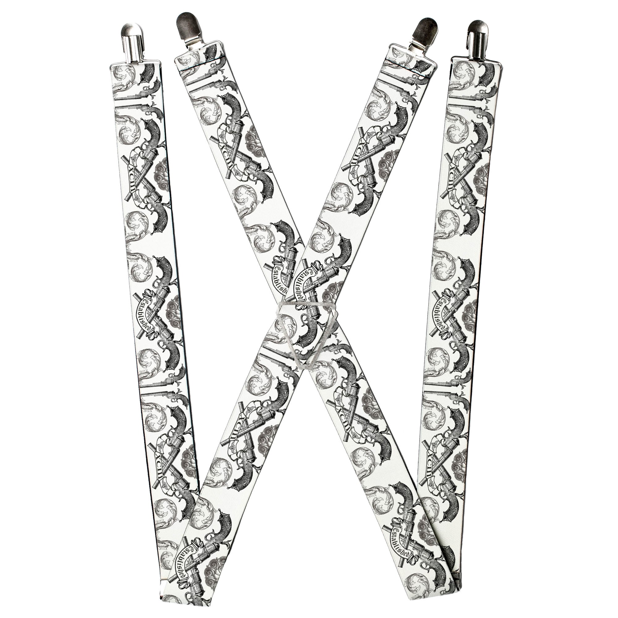 Suspenders - Buckle-Down Est. 93 White Suspenders Buckle-Down
