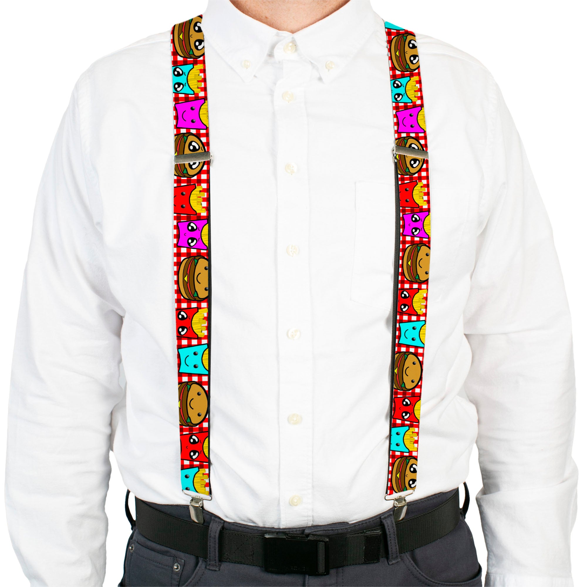 Suspenders - Burger & Fries Cartoon Suspenders Buckle-Down