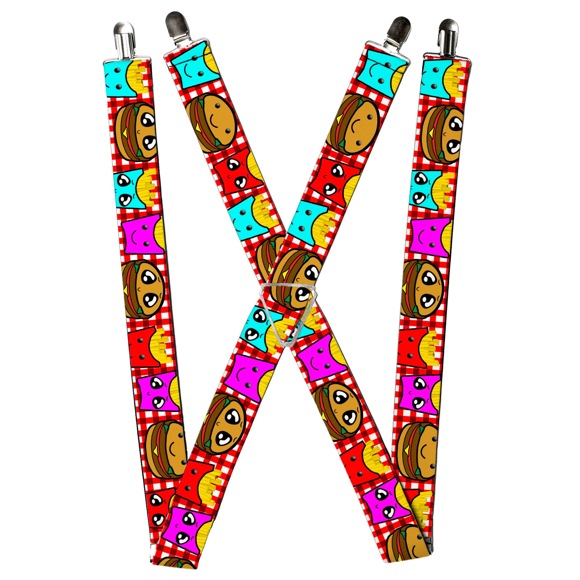 Suspenders - Burger & Fries Cartoon Suspenders Buckle-Down
