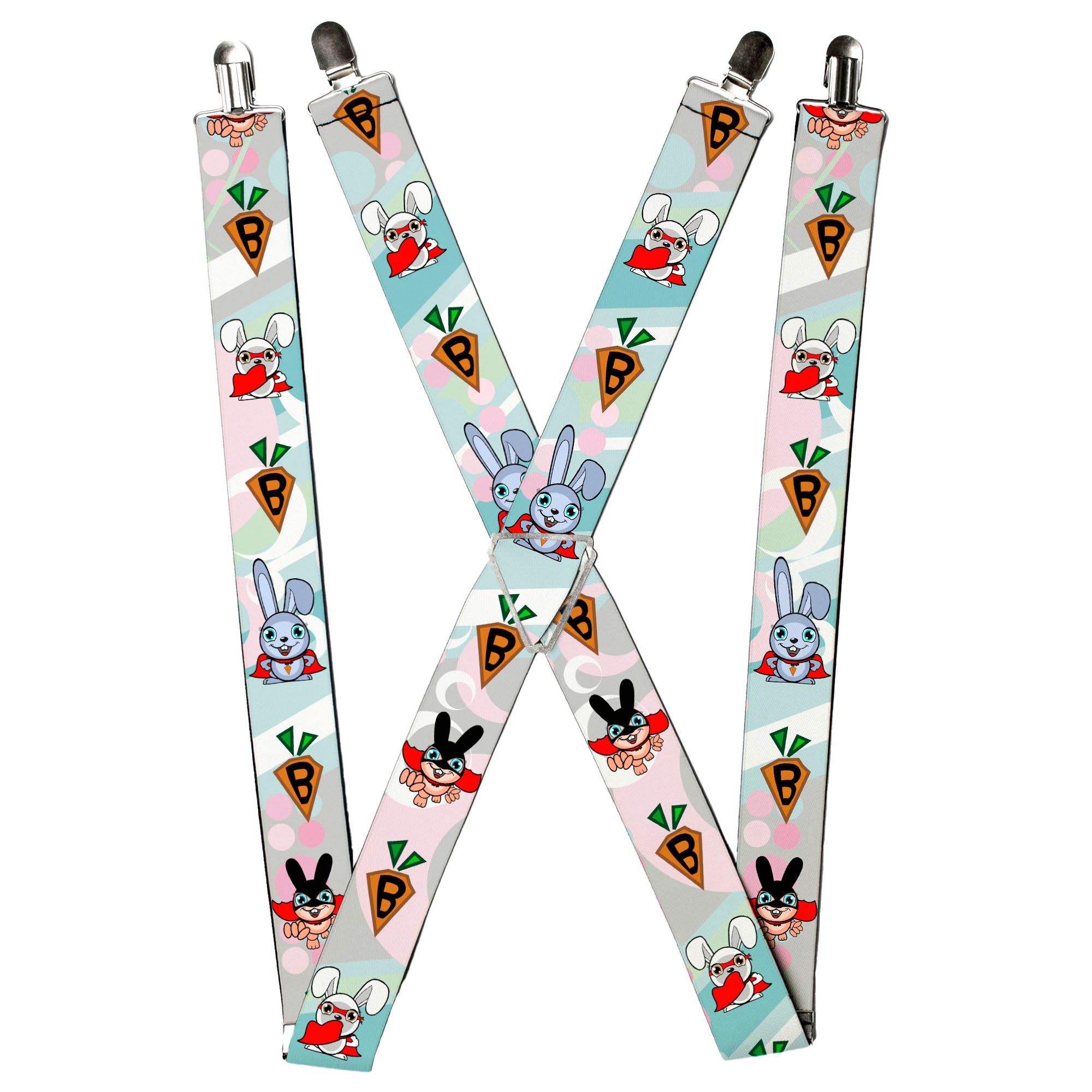 Suspenders - Bunny Superhero Multi Pastel Suspenders Buckle-Down