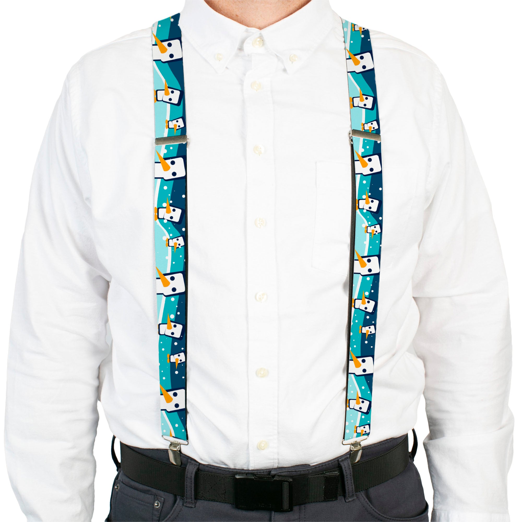 Suspenders - Block Penguins Navy Suspenders Buckle-Down