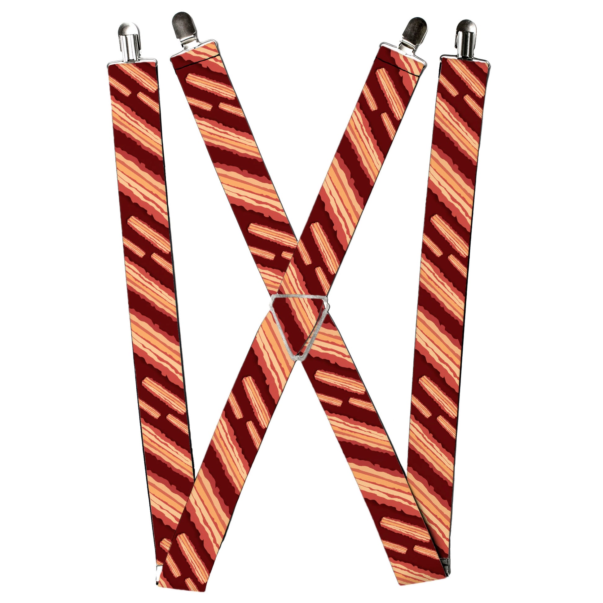 Suspenders - Bacon Slices Maroon Suspenders Buckle-Down