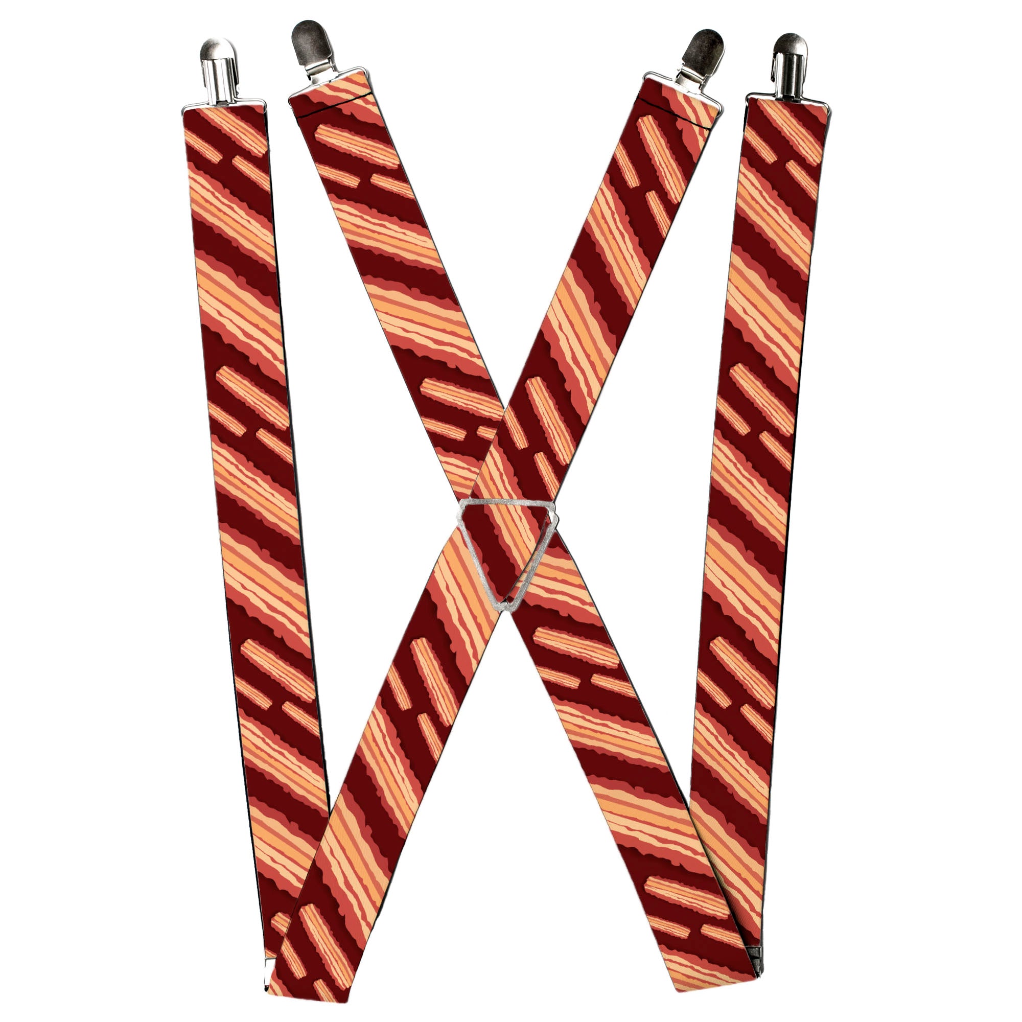 Suspenders - Bacon Slices Maroon Suspenders Buckle-Down