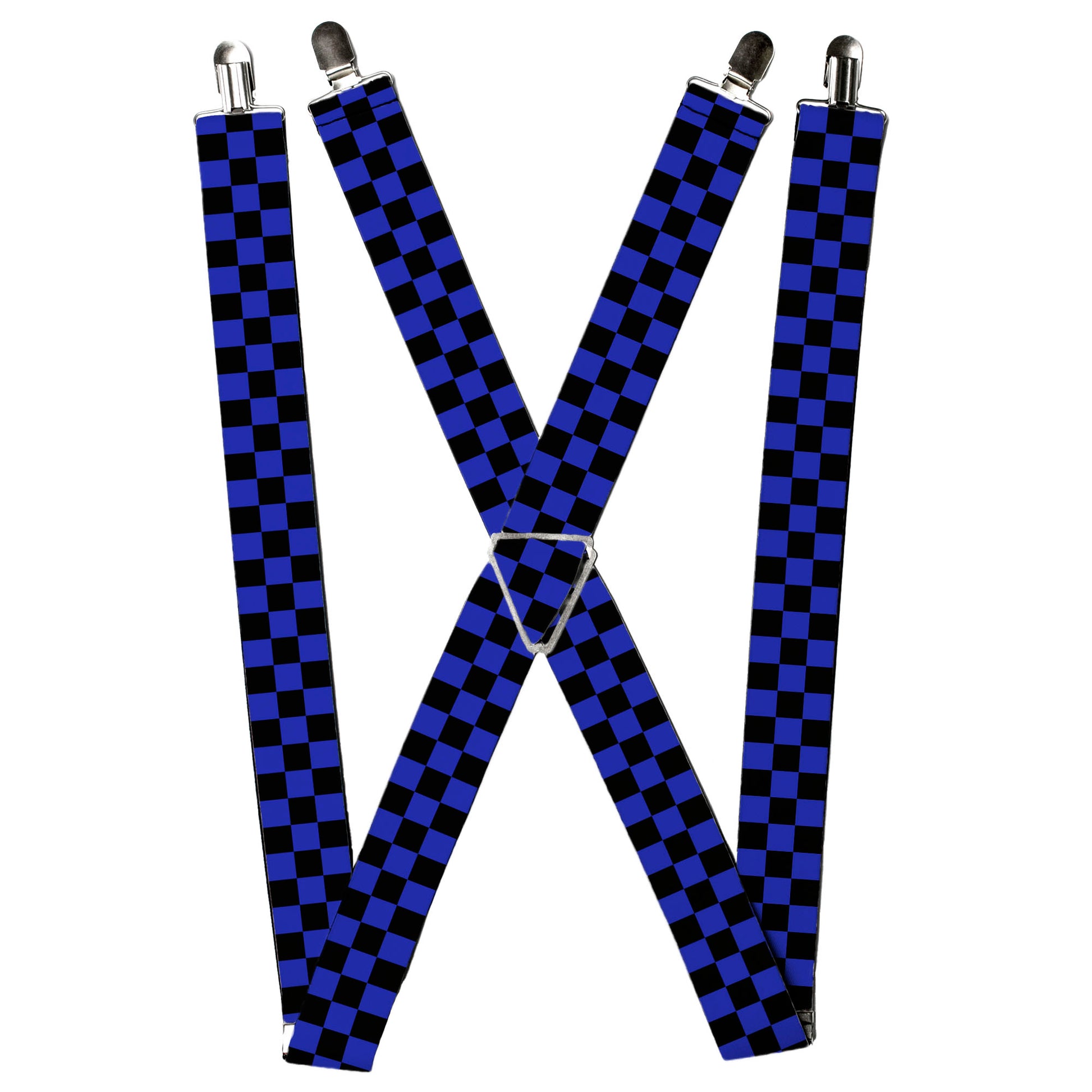 Suspenders - Checker Black/Neon Blue Suspenders Buckle-Down