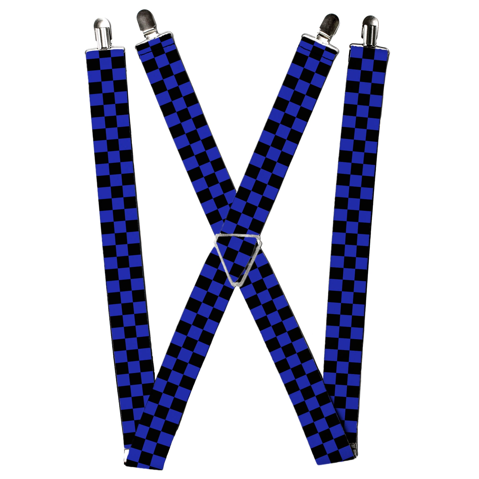 Suspenders - Checker Black/Neon Blue Suspenders Buckle-Down