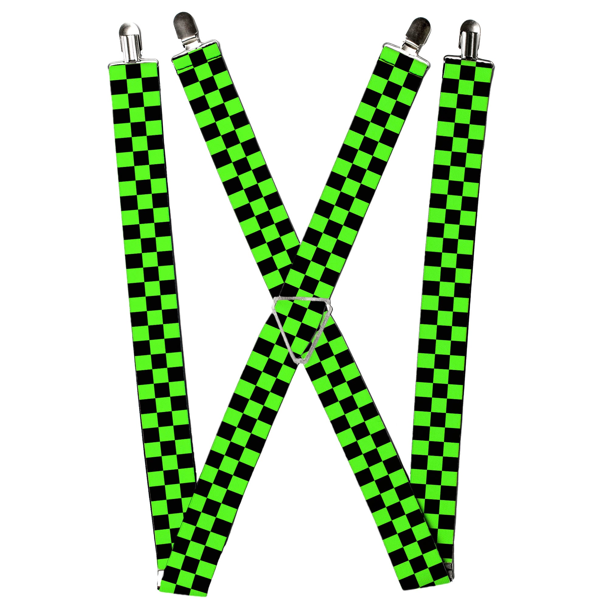 Suspenders - Checker Black/Neon Green Suspenders Buckle-Down