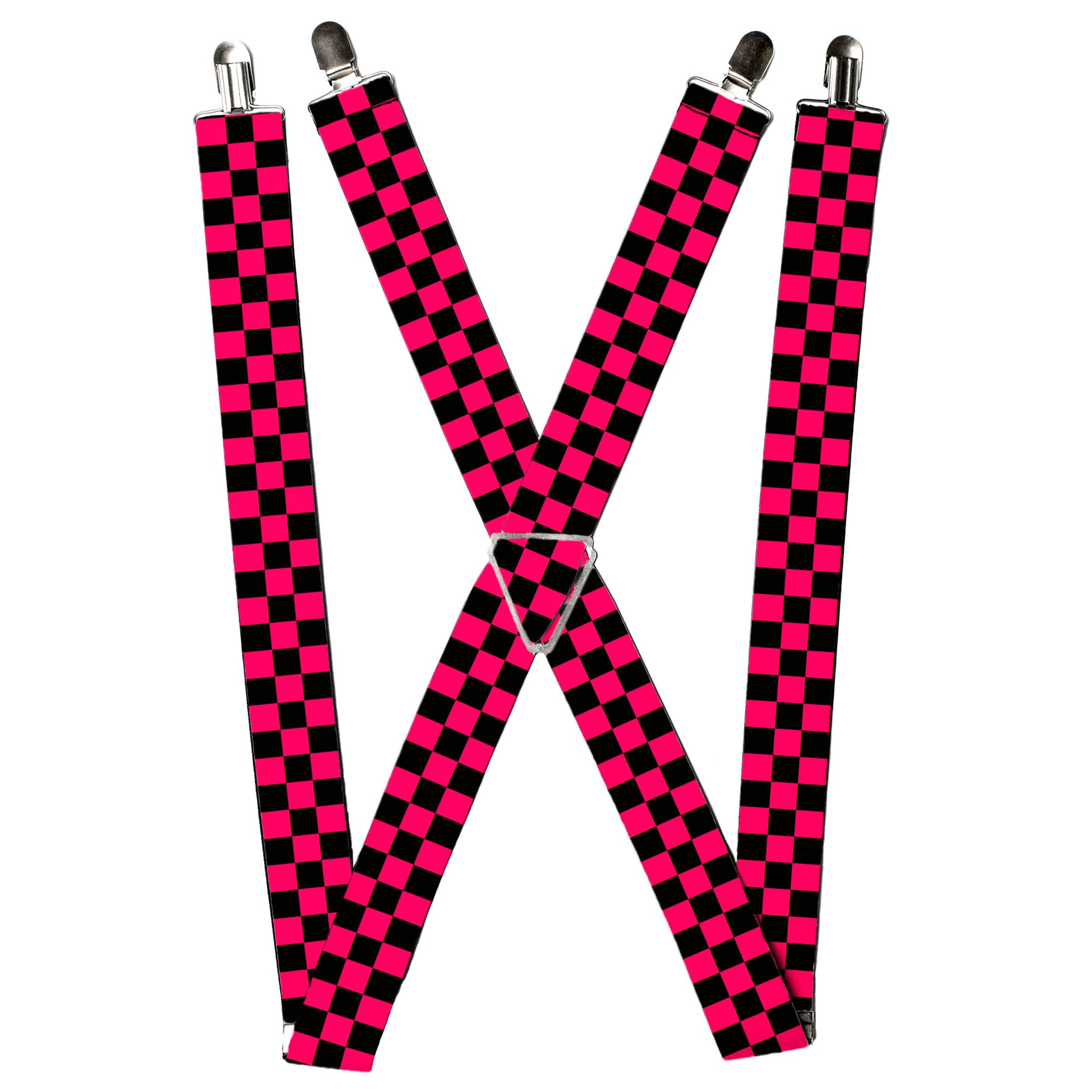 Suspenders - Checker Black/Neon Pink Suspenders Buckle-Down
