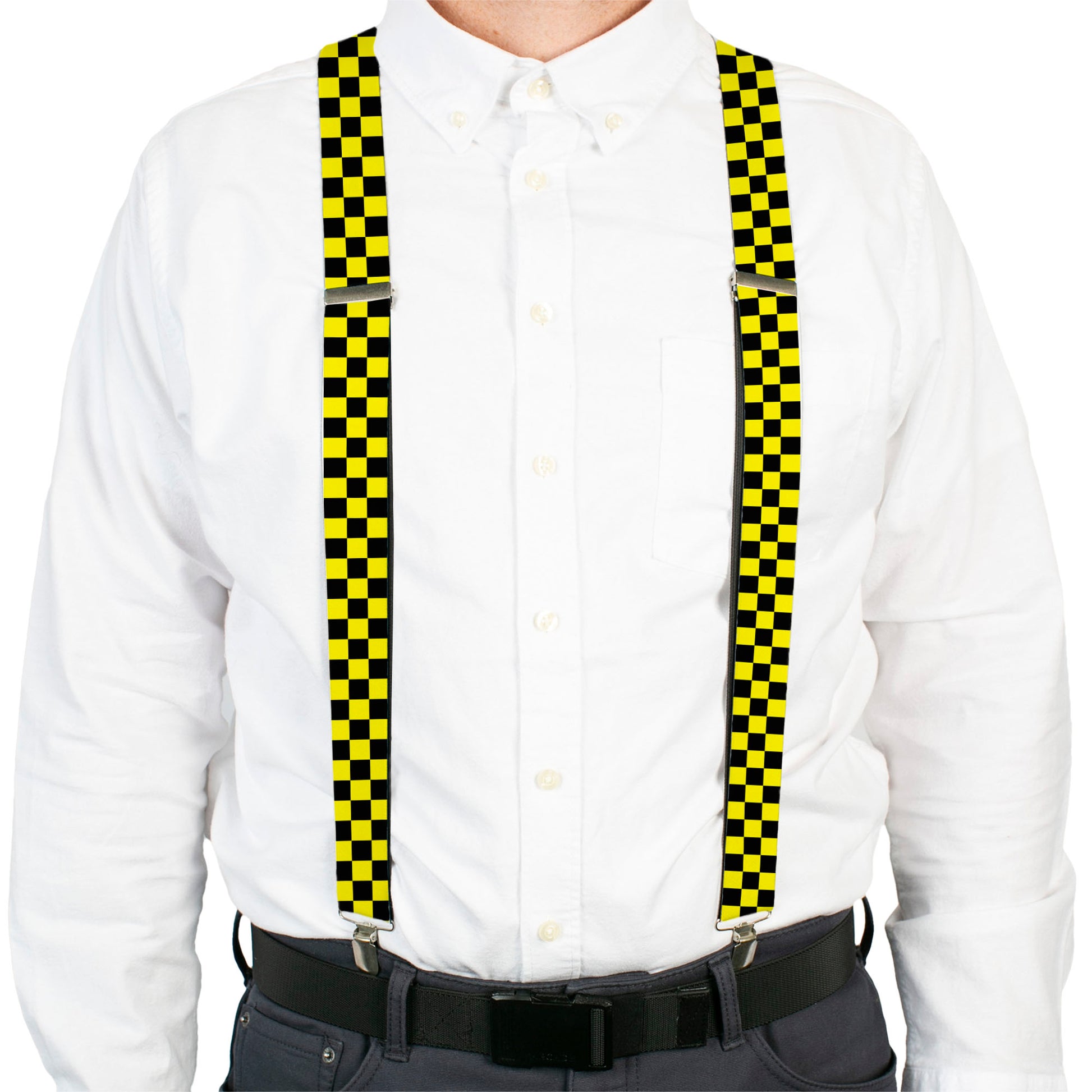 Suspenders - Checker Black/Neon Yellow Suspenders Buckle-Down