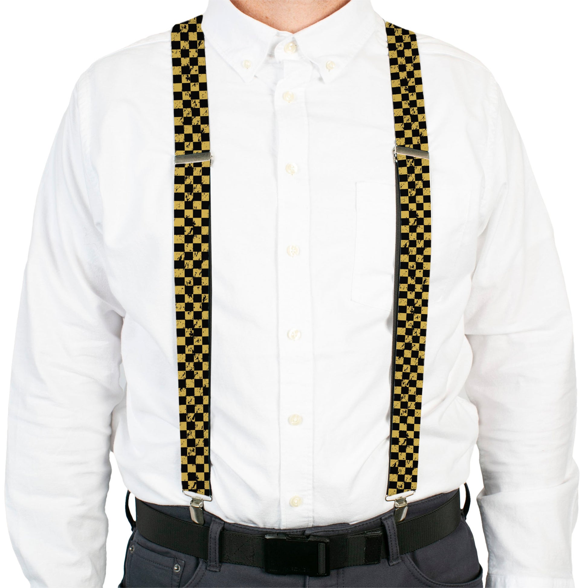 Suspenders - Checker Weathered Black/Yellow Suspenders Buckle-Down