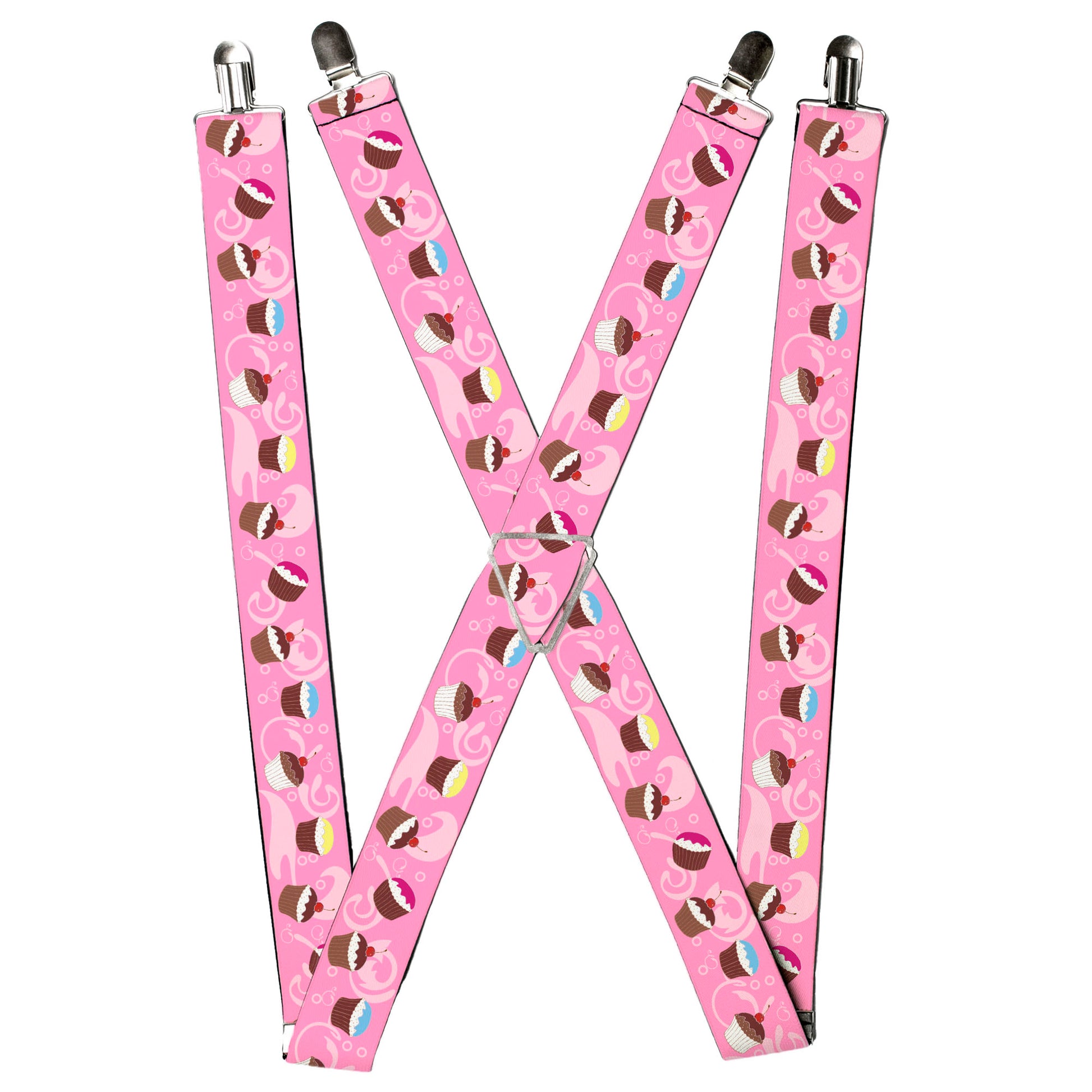 Suspenders - Cupcake Swirls Pink/Multi Color Suspenders Buckle-Down