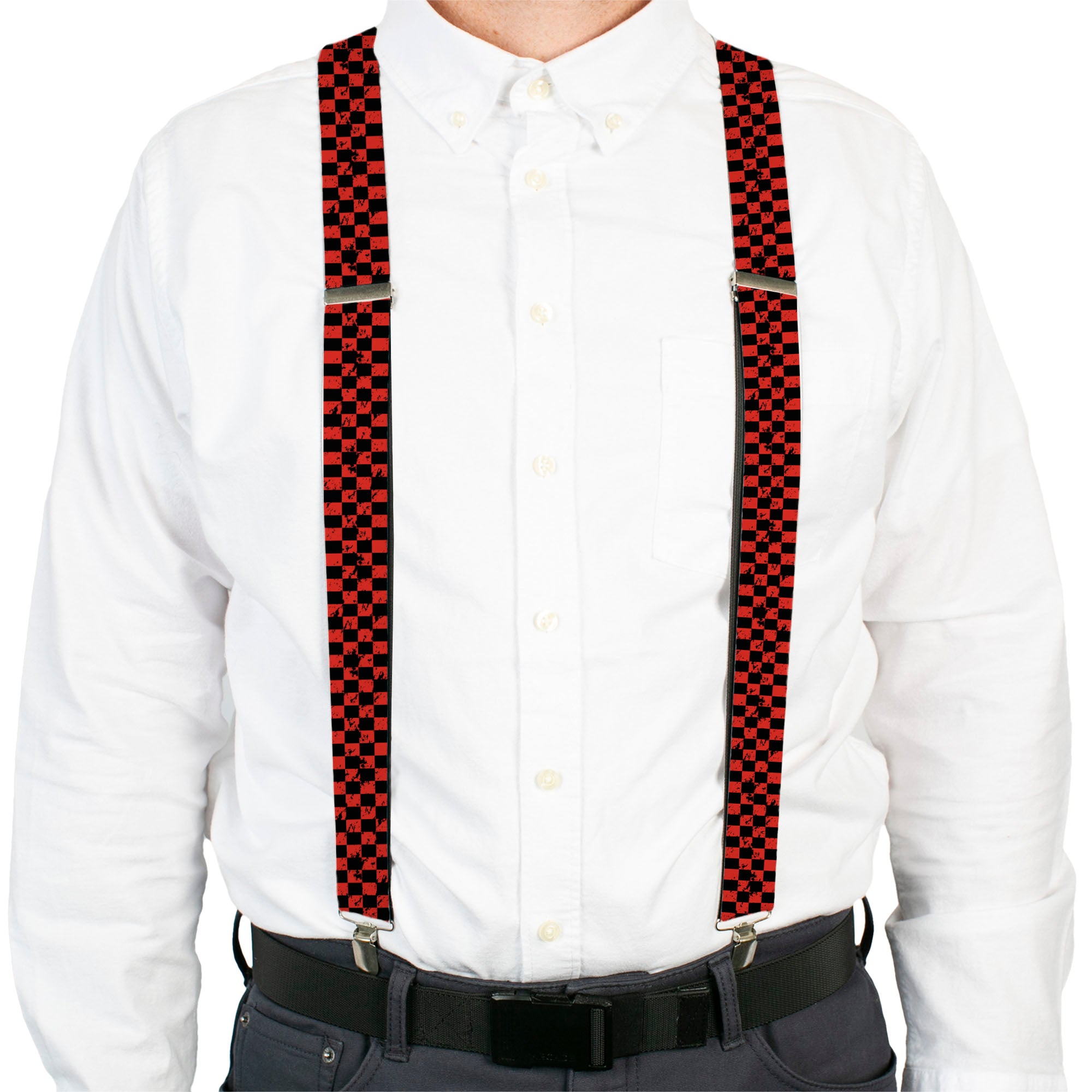 Suspenders - Checker Weathered Black/Red Suspenders Buckle-Down