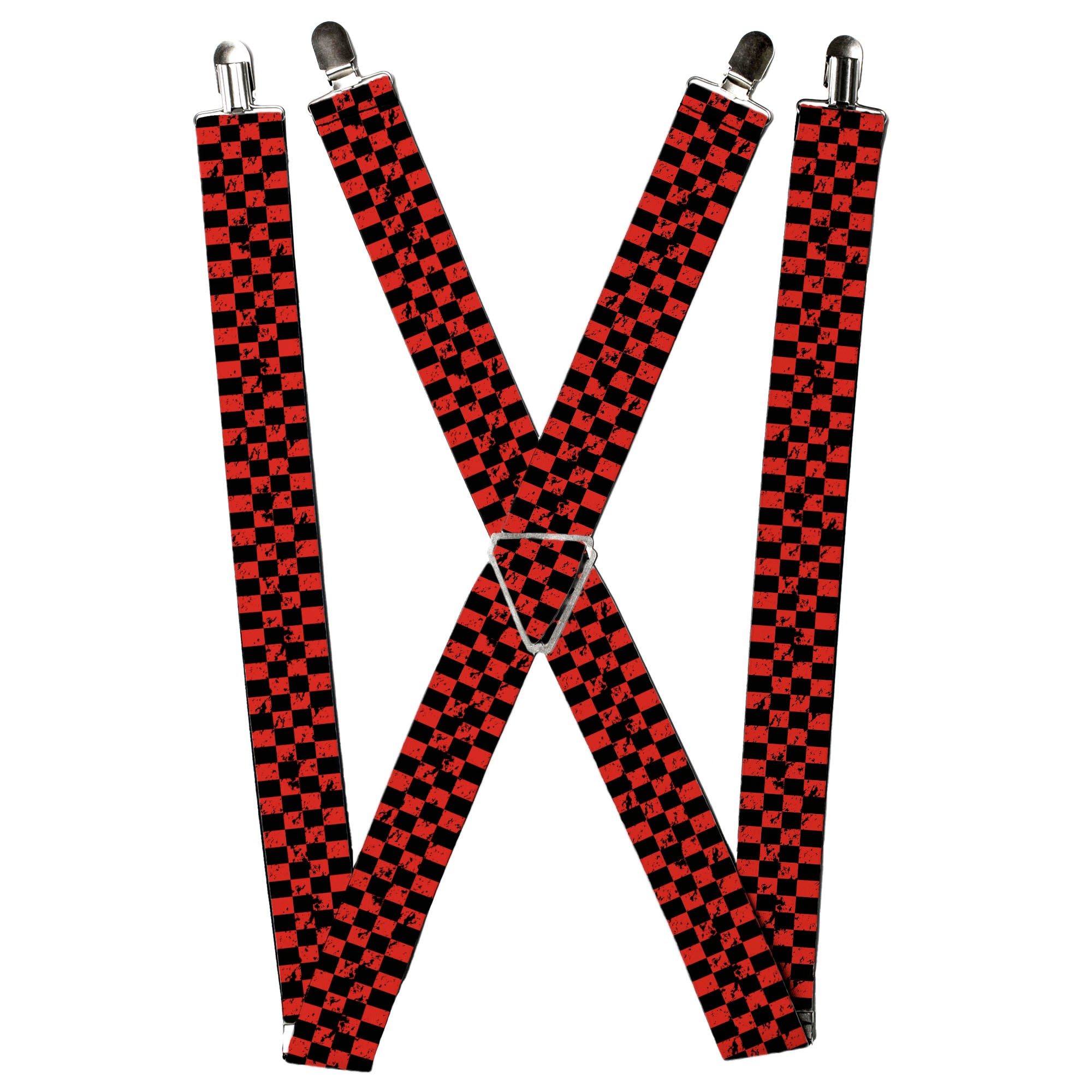 Suspenders - Checker Weathered Black/Red Suspenders Buckle-Down