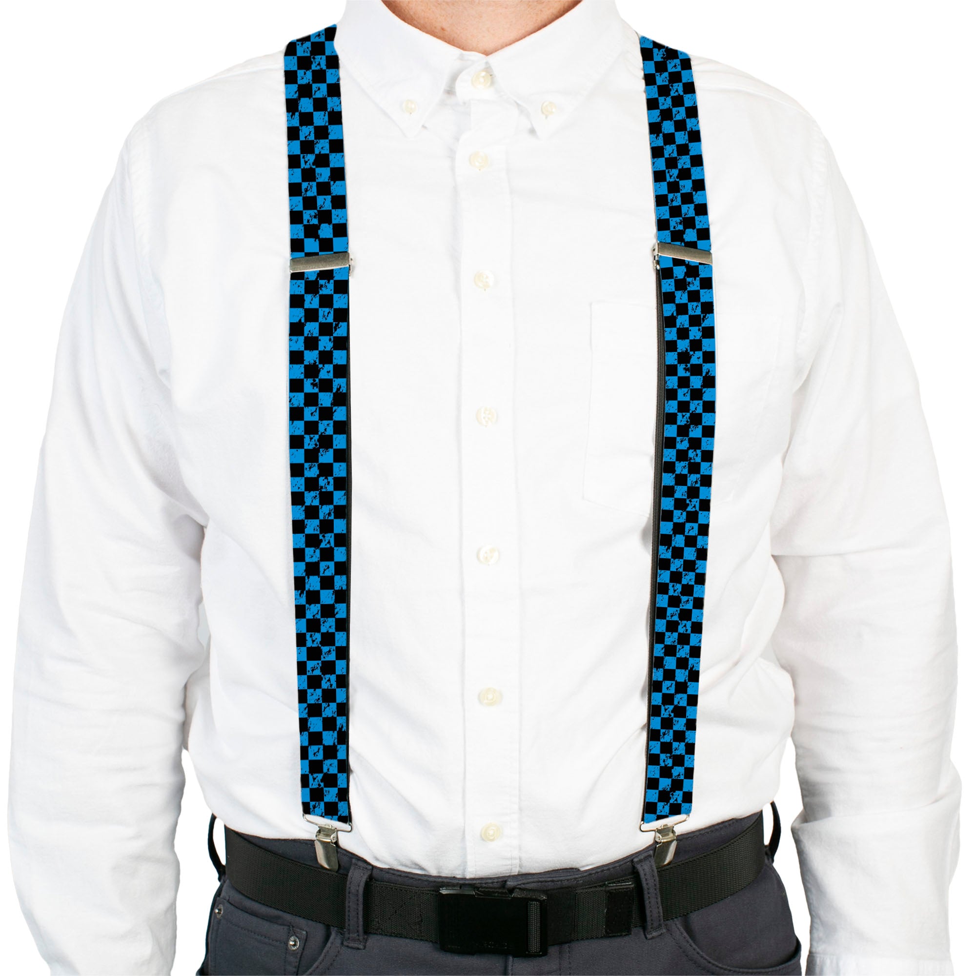 Suspenders - Checker Weathered Black/Turquoise Suspenders Buckle-Down