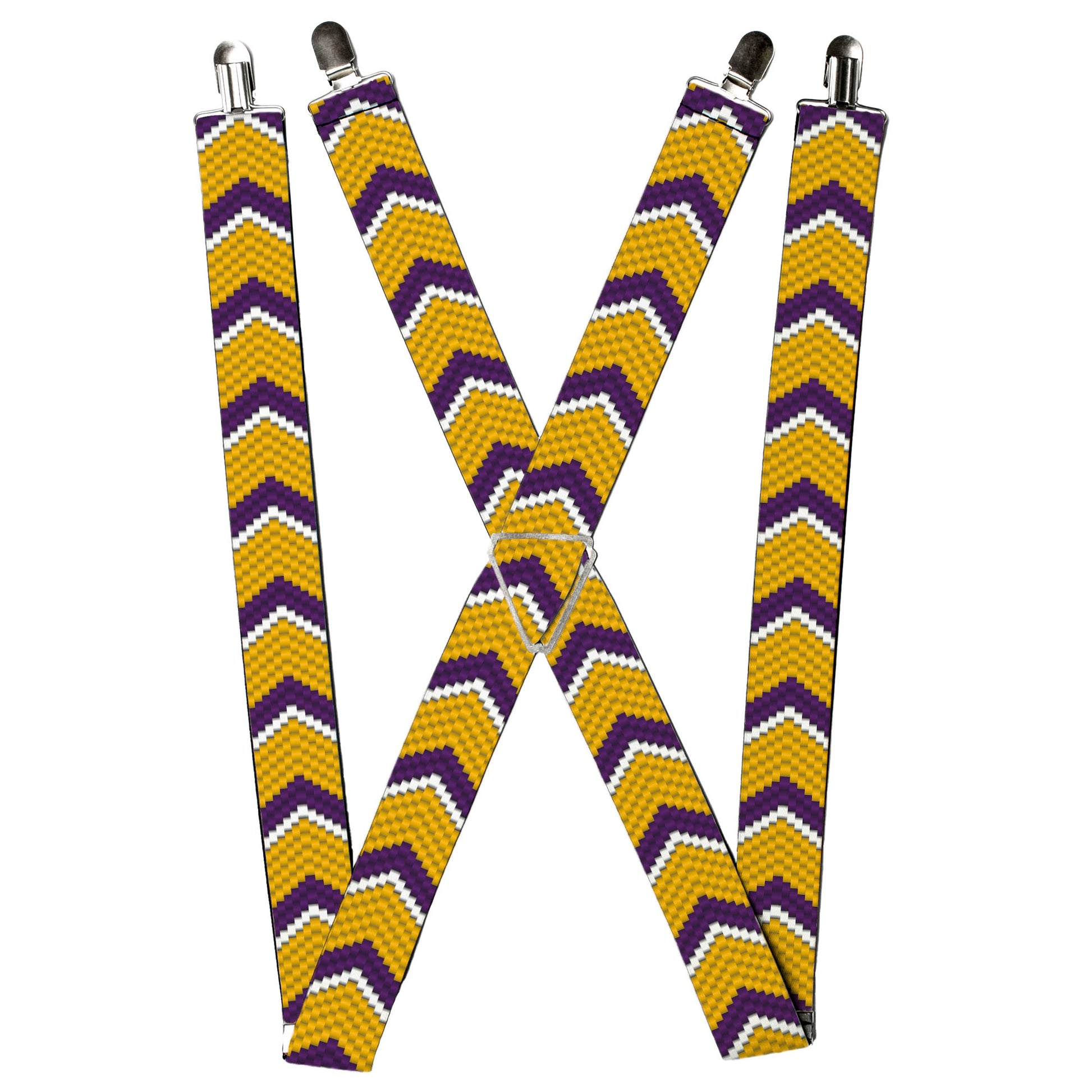 Suspenders - Chevron Weave Gold/Purple/White Suspenders Buckle-Down