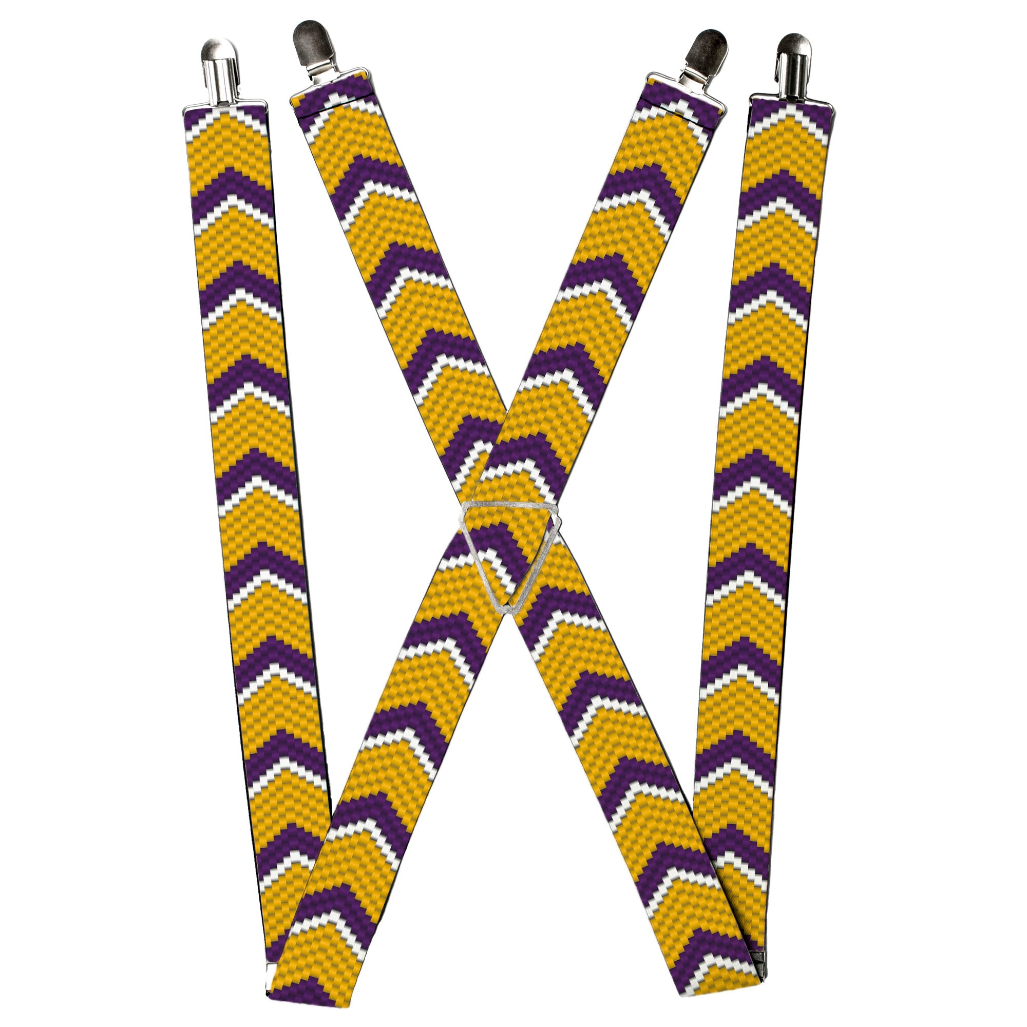 Suspenders - Chevron Weave Gold/Purple/White Suspenders Buckle-Down