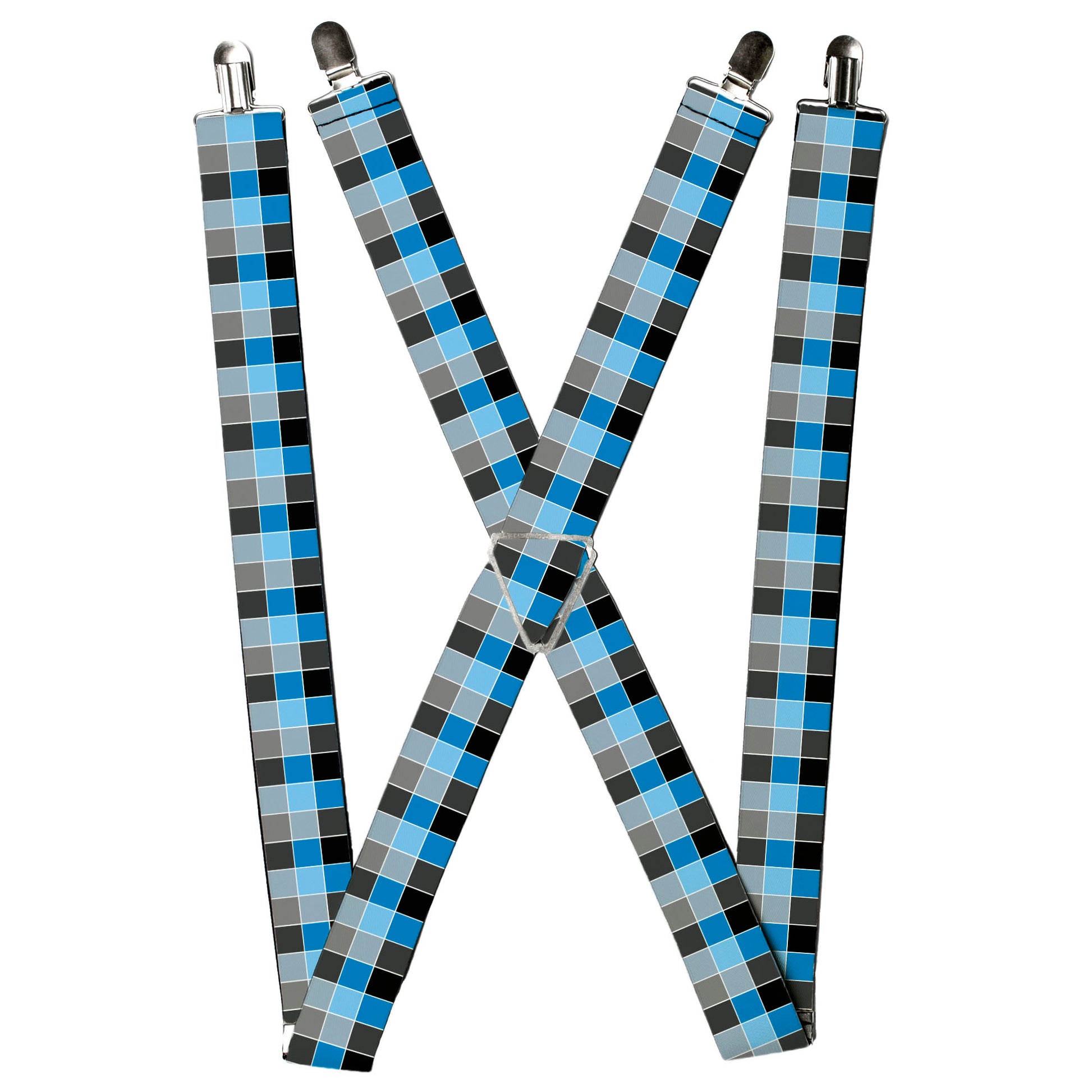 Suspenders - Checker Mosaic Blue Suspenders Buckle-Down