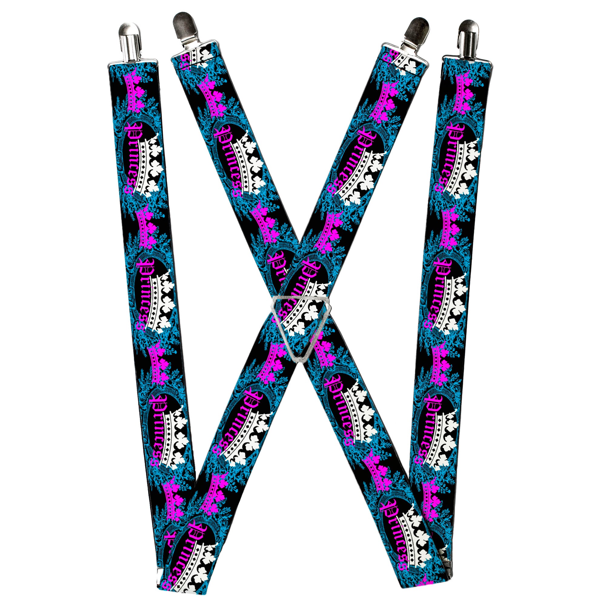Suspenders - Crown Princess Oval Black/Turquoise Suspenders Buckle-Down