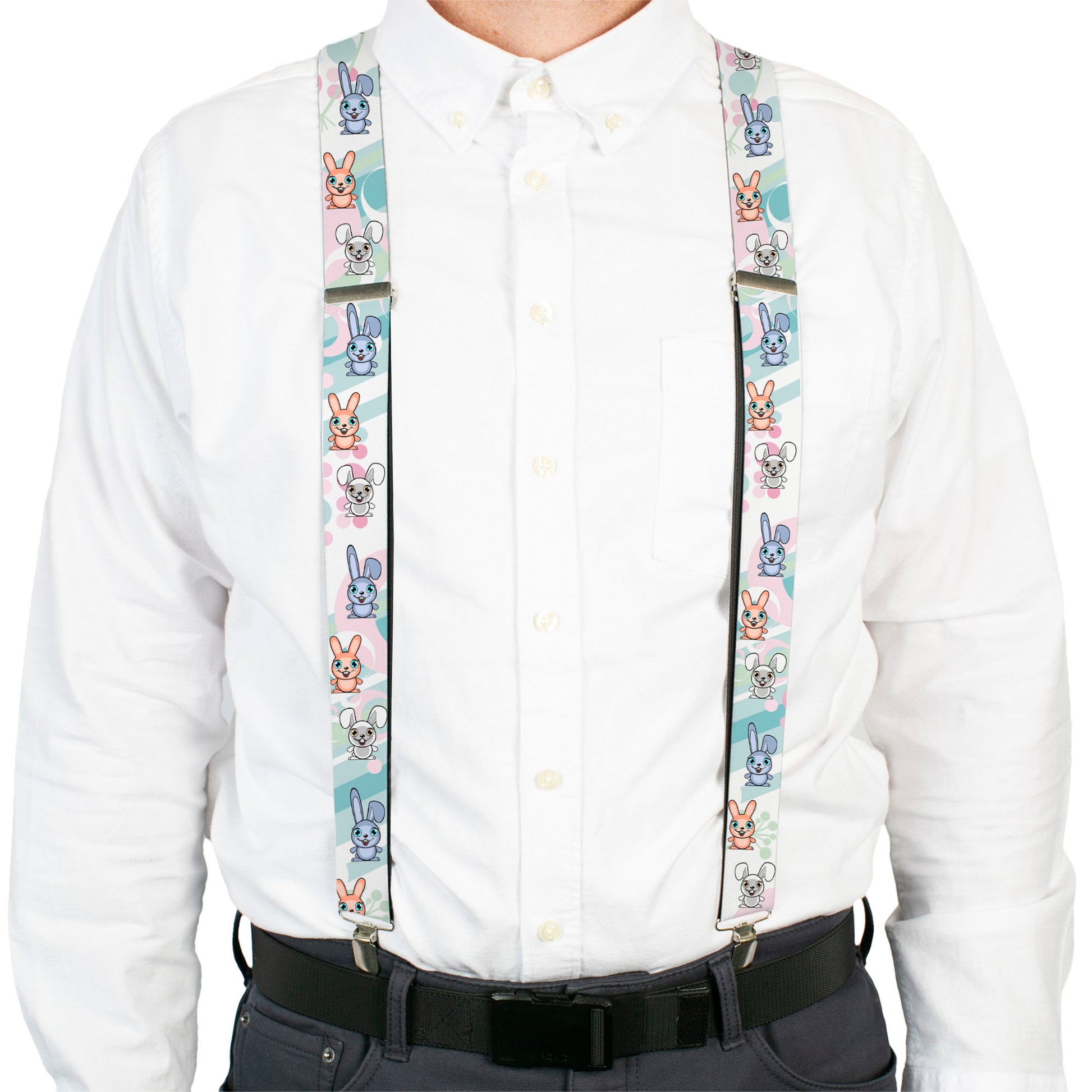 Suspenders - Cute Bunnies Multi Pastel Suspenders Buckle-Down