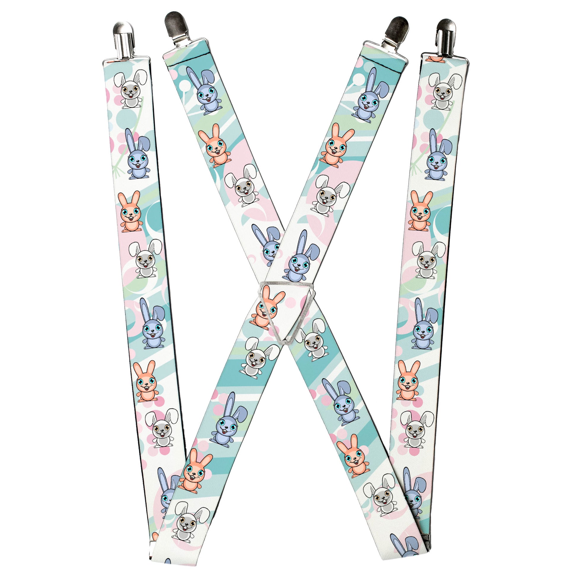 Suspenders - Cute Bunnies Multi Pastel Suspenders Buckle-Down