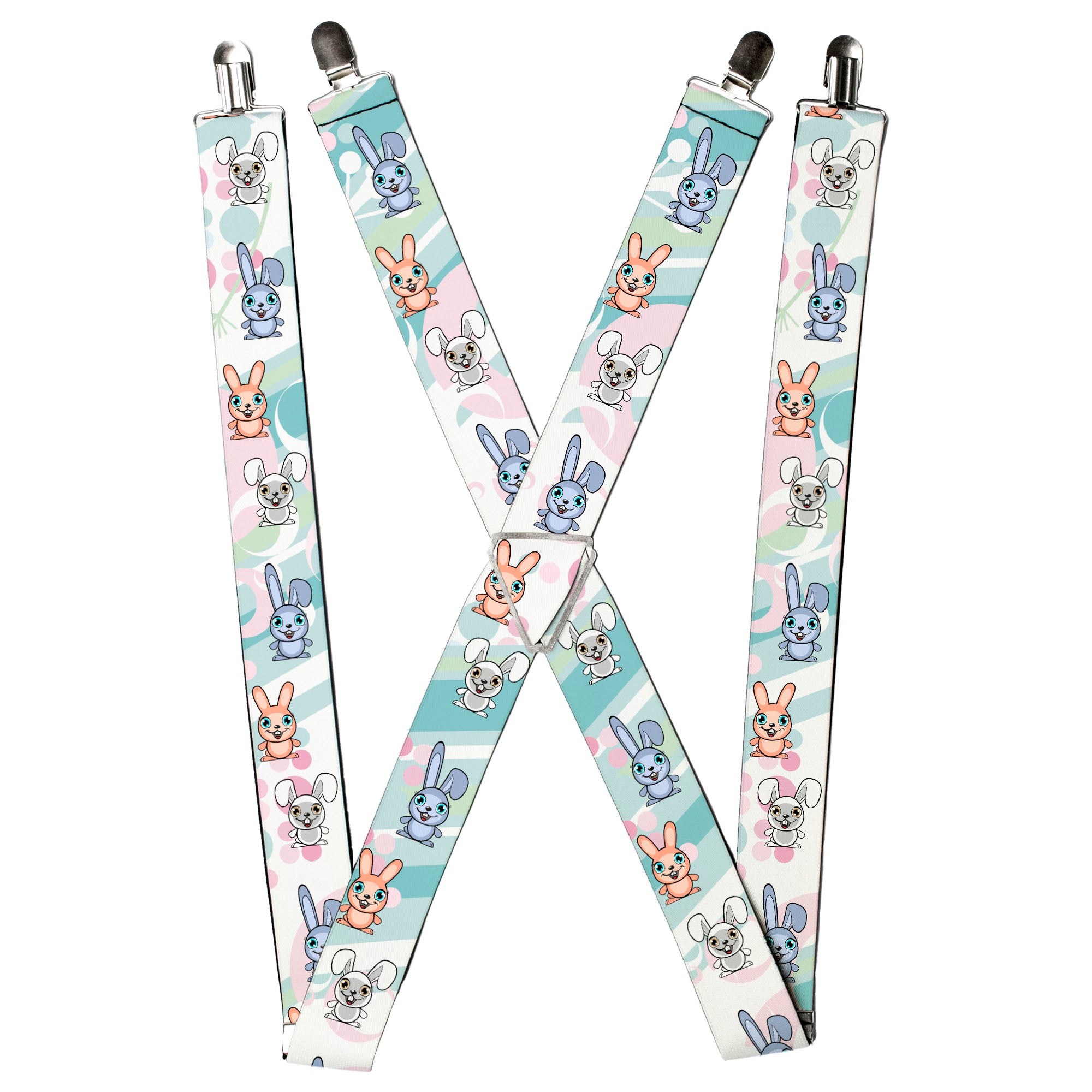 Suspenders - Cute Bunnies Multi Pastel Suspenders Buckle-Down