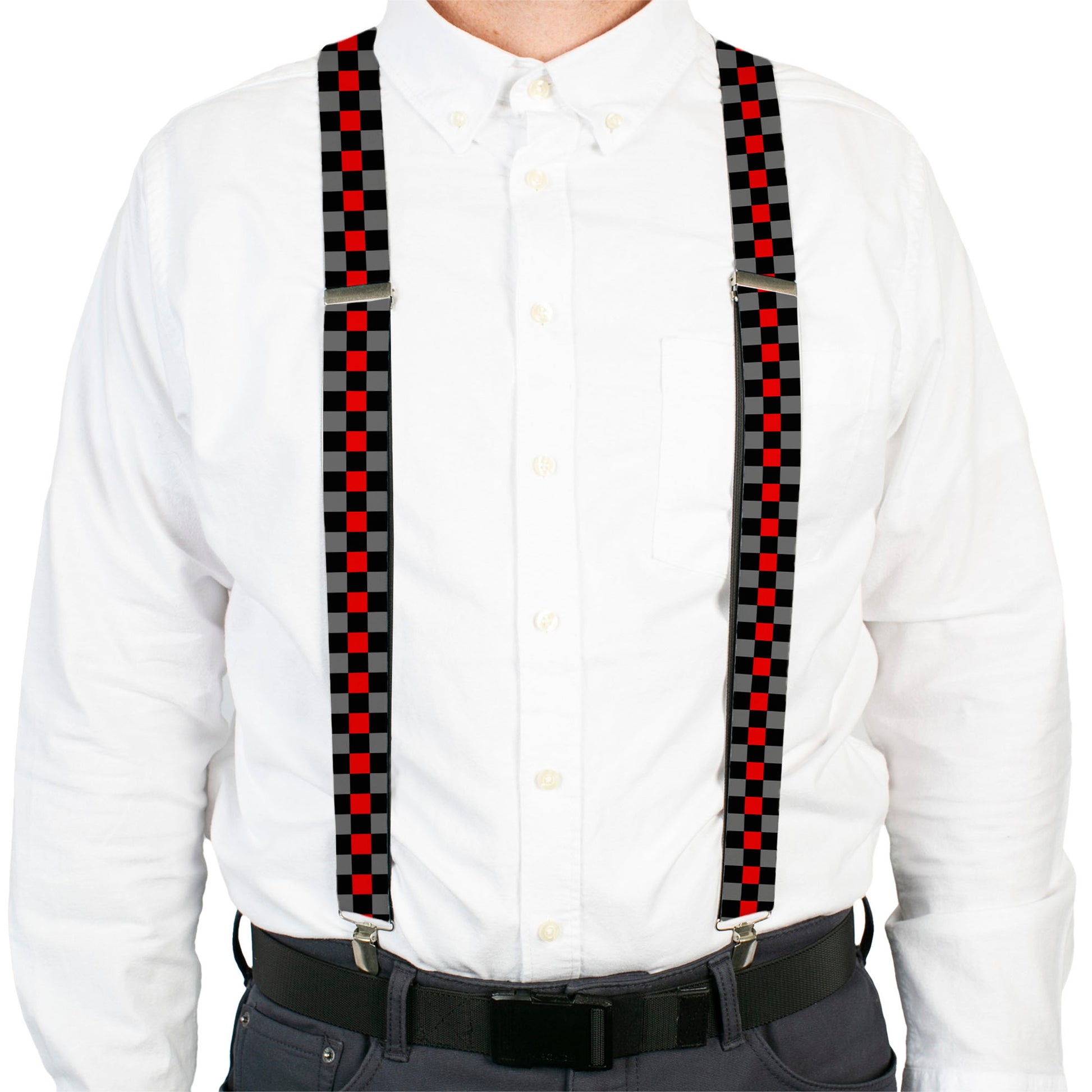 Suspenders - Checker Black/Gray/1 Red Suspenders Buckle-Down